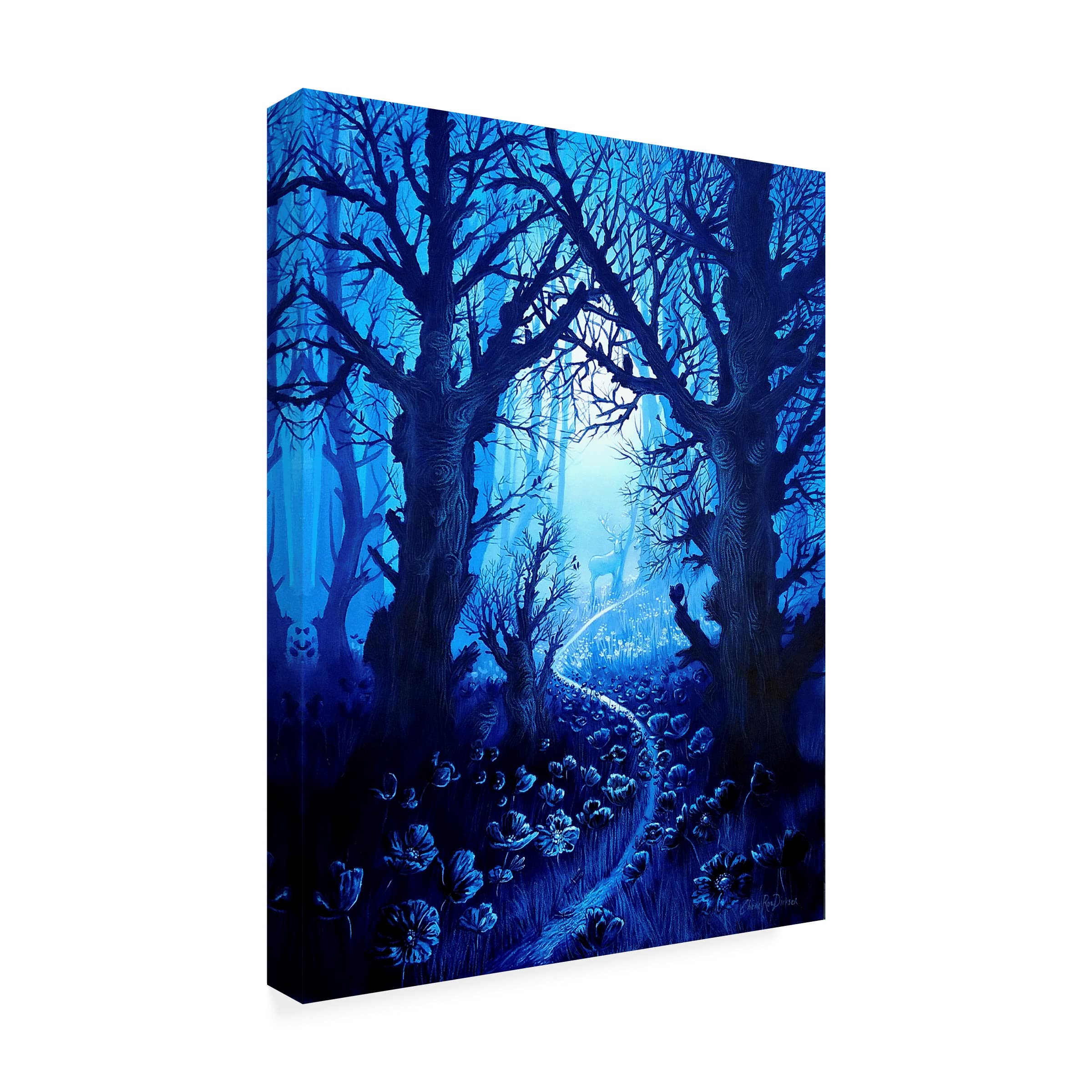 Trademark Fine Art 'Woodland Stream Gathering' Canvas Wall Art Print by Cherie Roe Dirksen - Nature Landscape Painting for Living Room, Bedroom & Office Decor