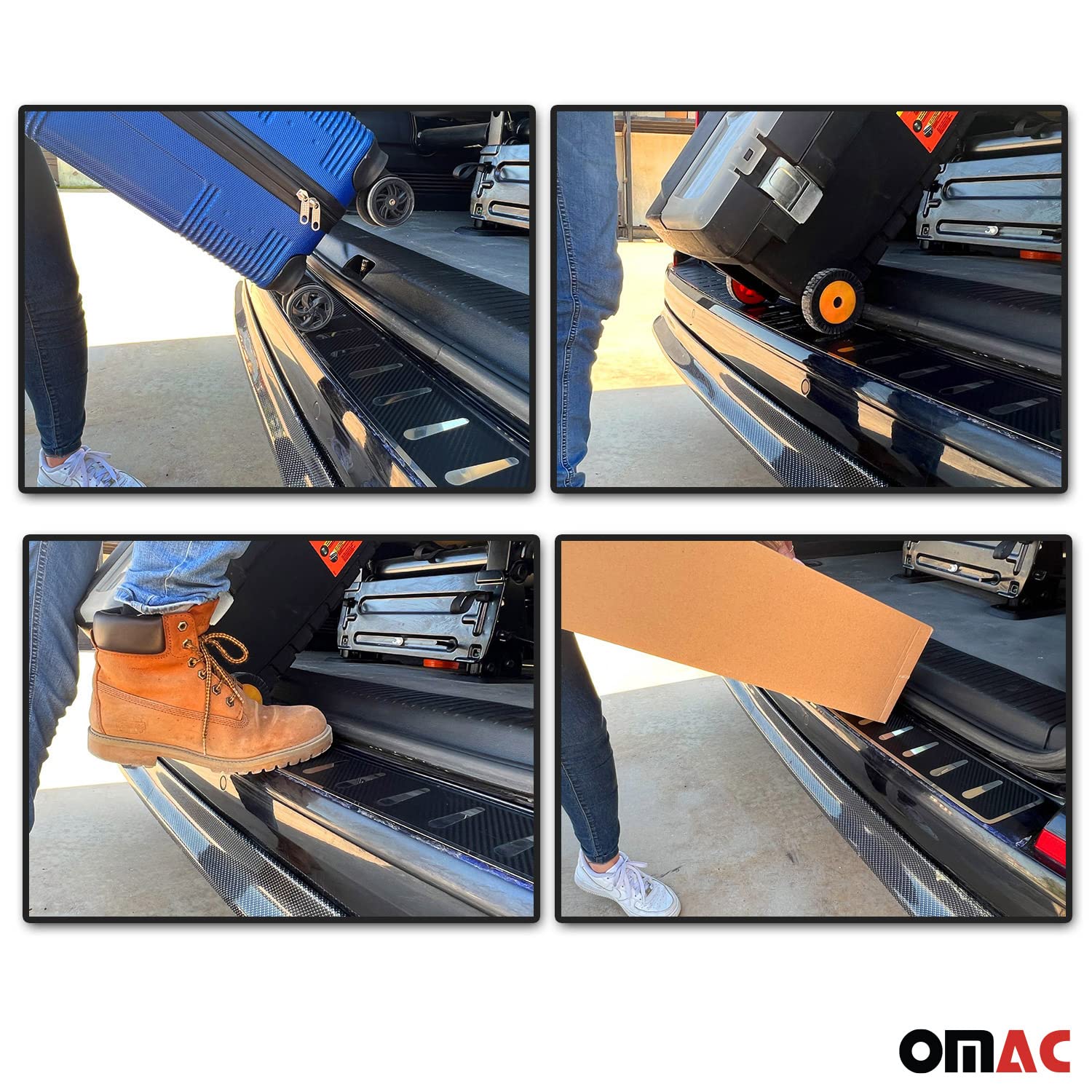 OMAC Carbon Fiber Rear Bumper Sill Cover Protector Guard for 2019-2023 Jeep Renegade | Durable Exterior Accessory for Off-Road & Urban Driving