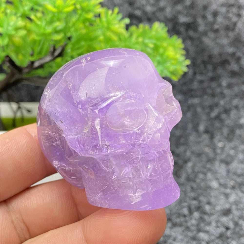 Natural Crystal Hand-Polished Carved Skull - Halloween Decor, Home Decor, Spiritual Healing Stone, Unique Holiday Gift for Collectors & Witches - Perfect for Altars, Meditation & Gothic Decorations