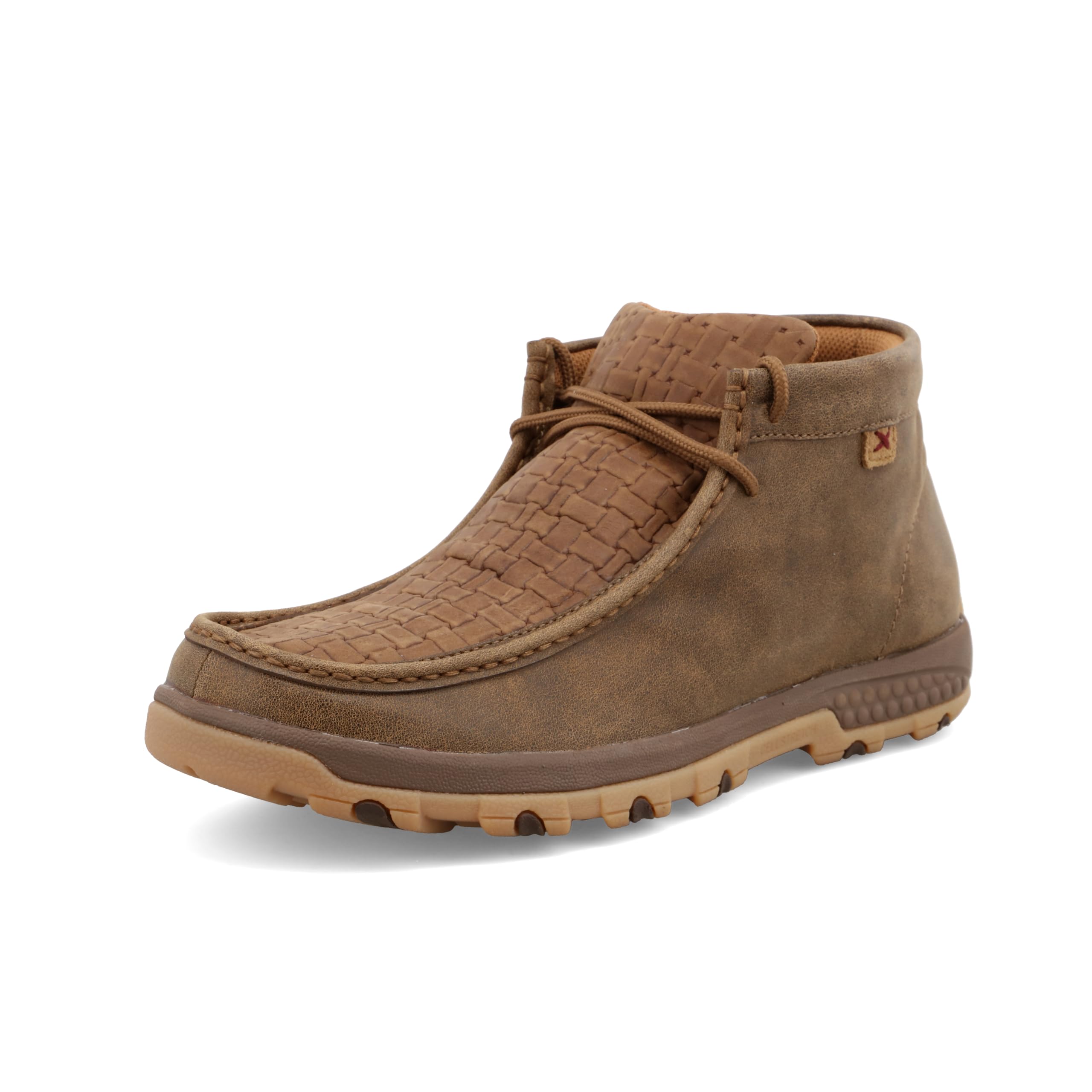 Twisted X Men's Chukka Driving Moc Shoes - Comfortable Moc Toe with CellStretch Technology - Bomber & Chocolate Color - Size 14 Wide - Perfect for Casual Wear, Driving & Outdoor Activities
