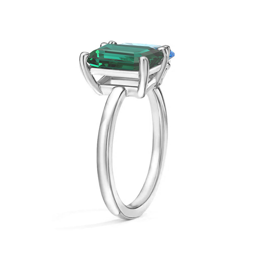 Toi et Moi Personalized Emerald Birthstone Ring - Custom Anniversary Jewelry for Couples, Women's Birthstone Engagement Ring - Perfect for Valentine's Day, Wedding Proposal & Romantic Gifts