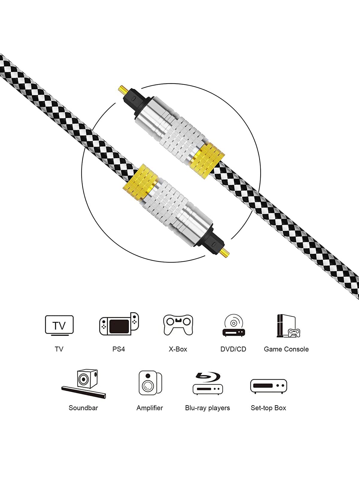CableCreation 12FT Optical Audio Cable - Gold Plated Digital Audio Cable for Home Theater, Sound Bar, TV, PS4, Xbox, PlayStation - Perfect for Gaming & Home Entertainment (3.6M)
