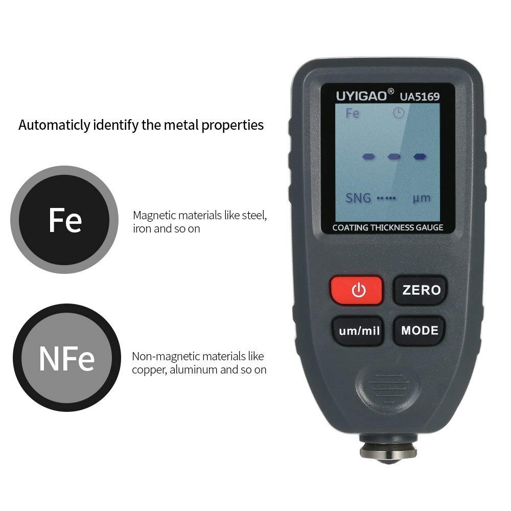 Digital Paint Coating Thickness Gauge - Handheld LCD Backlight Display Fe/NF Meter for Automotive & Industrial Use - Precise Car Paint Tester for Body Shops & DIY Projects
