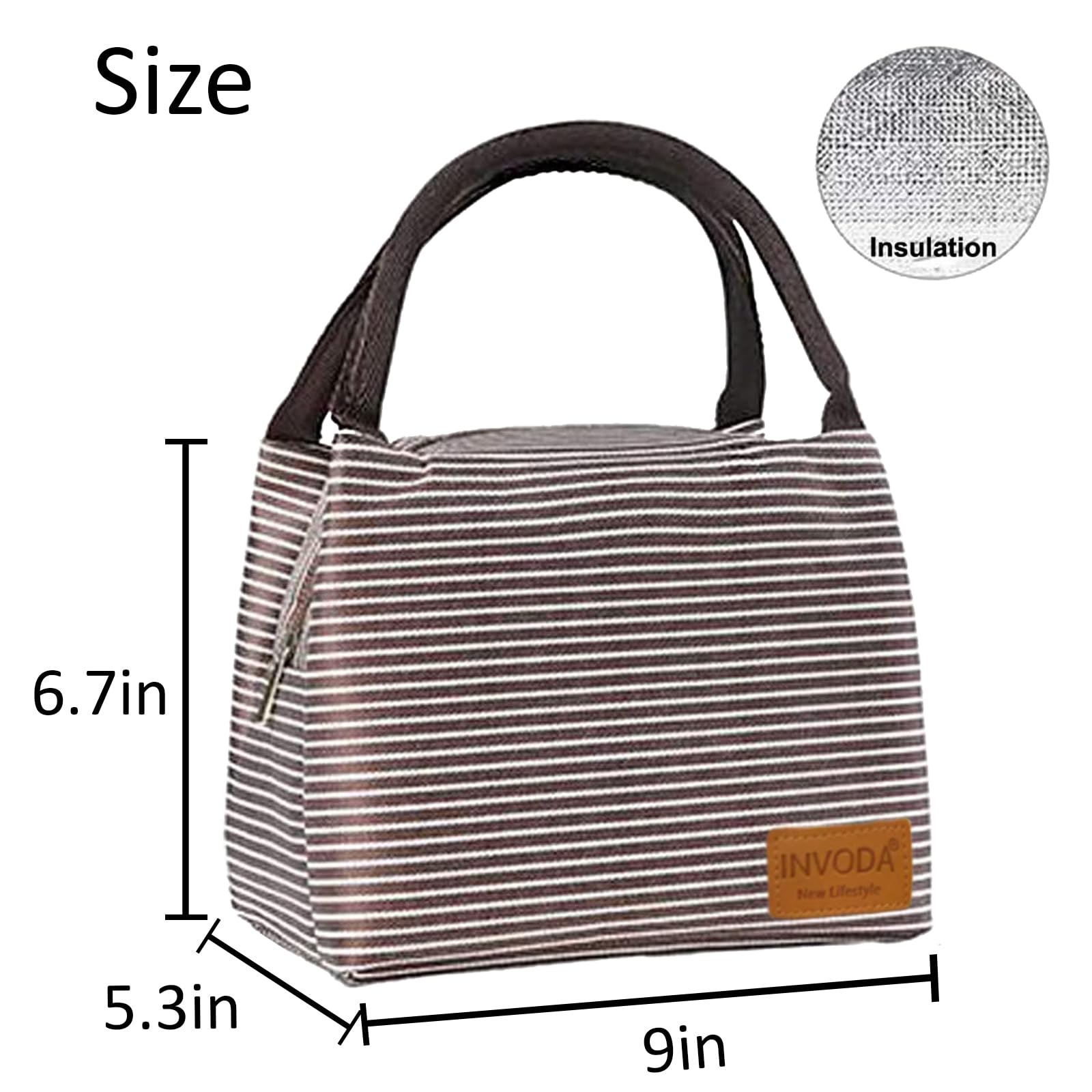 2PCS Insulated Lunch Bags - Reusable & Portable Cooler Tote for Office, School, Picnic & Beach - Leakproof Lunch Box Holder with Thermal Insulation (Blue + Brown) - Perfect for Work, Travel & Outdoor Activities