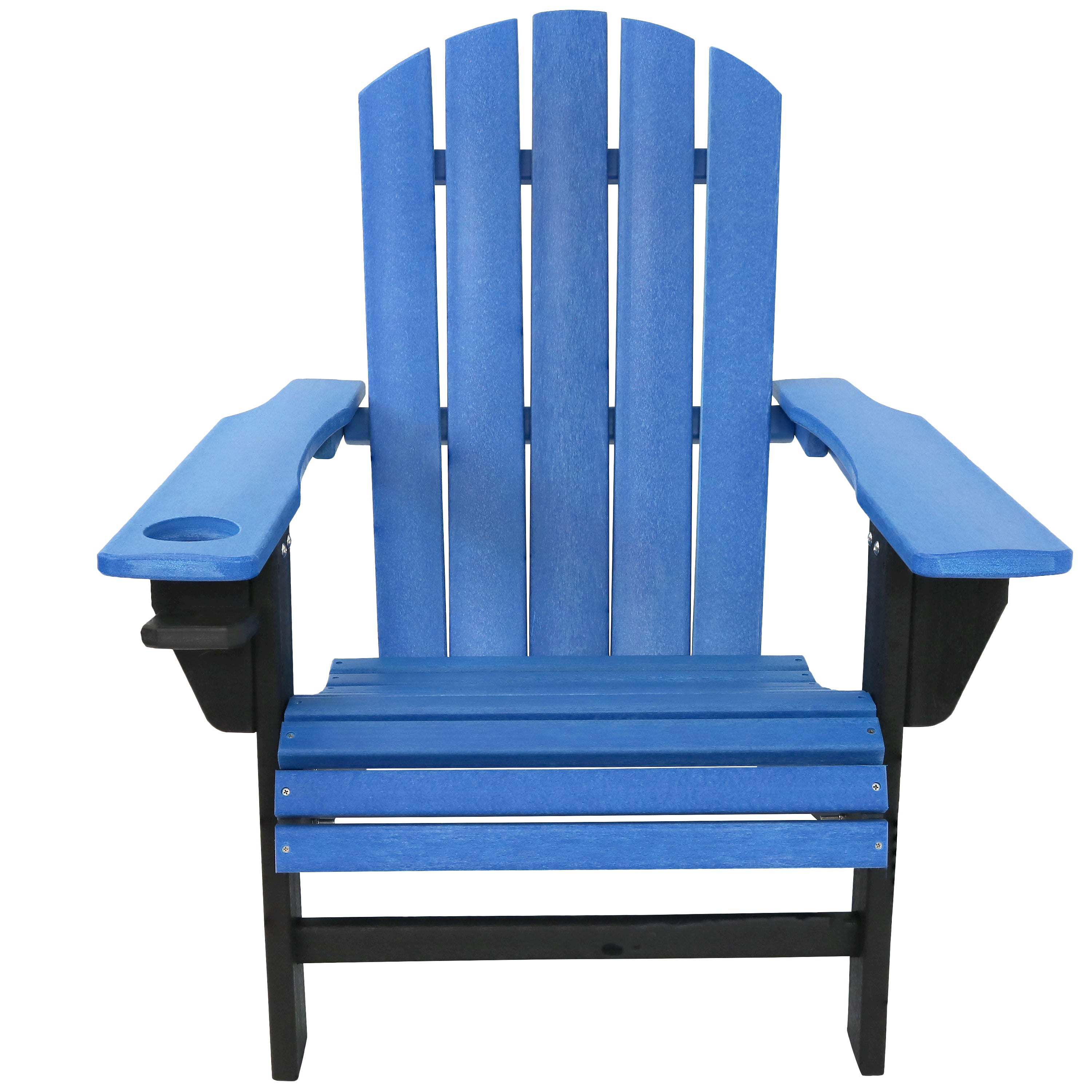 Premium Sunnydaze All-Weather 2-Tone Outdoor Adirondack Chair with Cup Holder - Durable Patio Furniture for Garden, Poolside & Backyard Relaxation