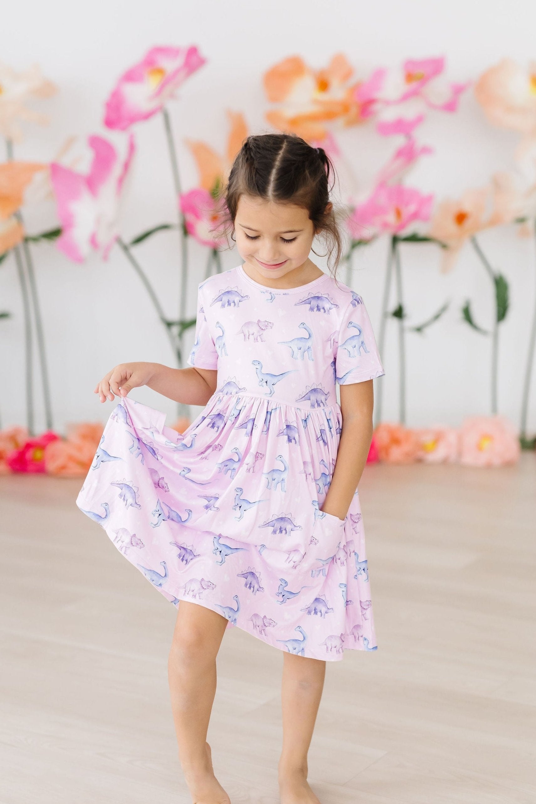 Jurassic Joy Short Sleeve Pocket Twirl Dress for Women - Stylish Summer Casual Dress with Pockets for Outings, Dates & Vacations