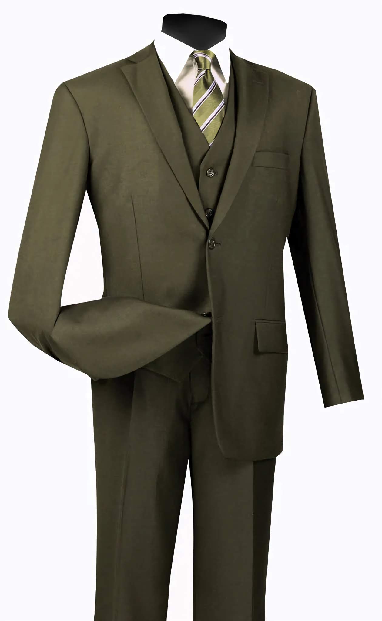 Men's Regular Fit 3-Piece Suit 2-Button Olive Green Business Formal Wear | Perfect for Weddings, Office & Special Occasions