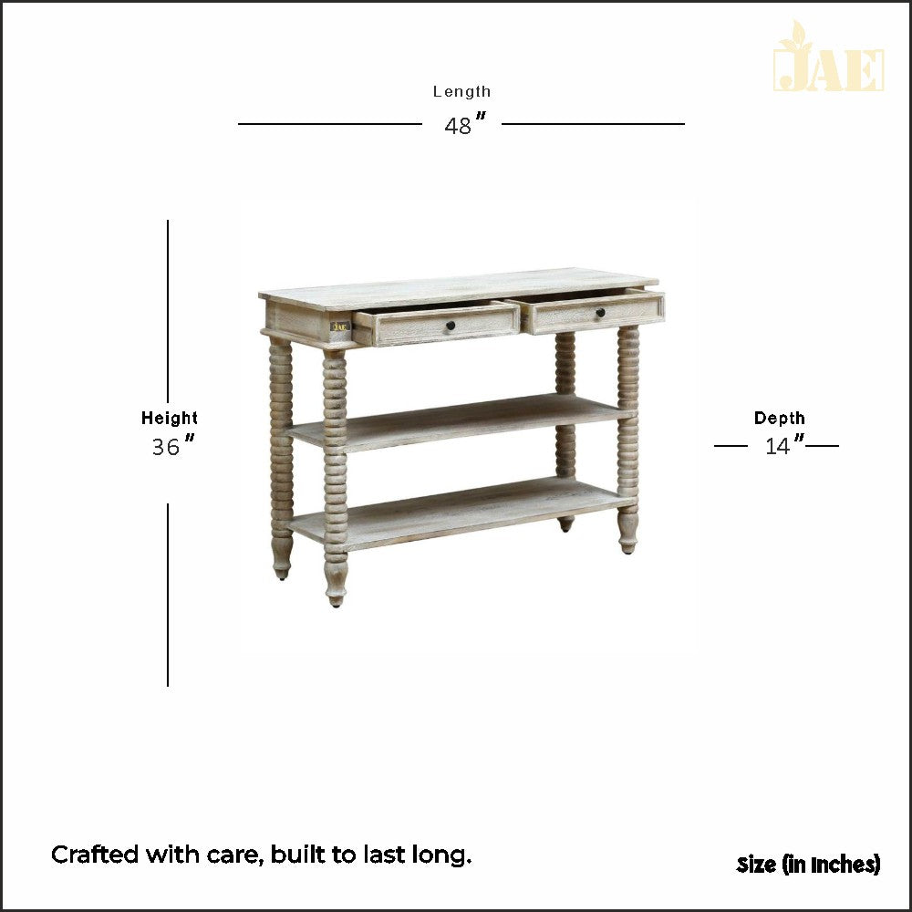 French Provincial Style White Wooden Pillar Console Table - Elegant Entryway, Living Room, or Hallway Decor for Home & Office