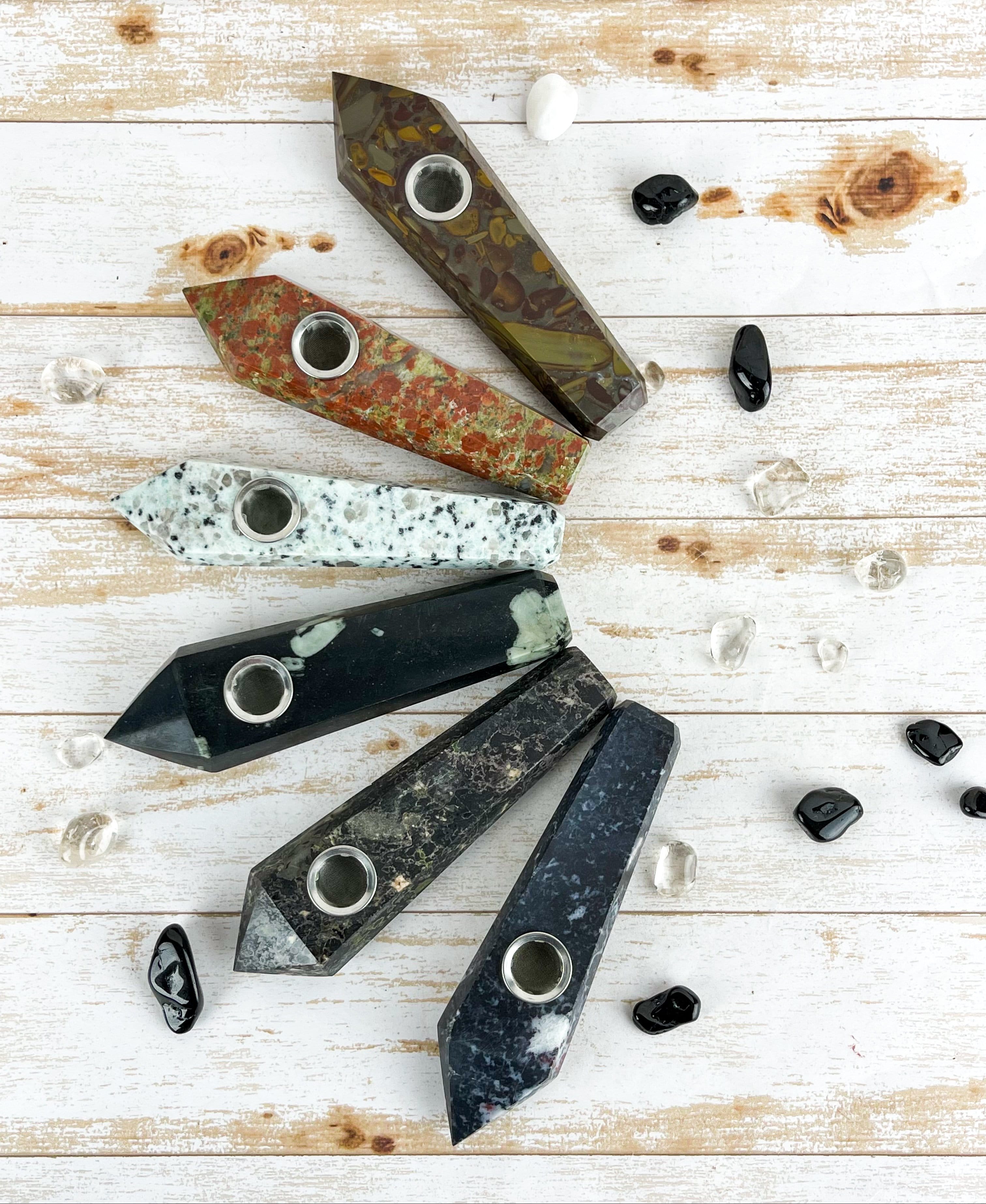 Premium Handcrafted Crystal Pipes for Smoking - Rose Quartz, Amethyst & More | Natural Stone Glass Pipes for Herbal Use, Meditation & Relaxation | Perfect Gift for Spiritual Enthusiasts