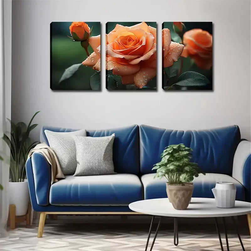 3-Piece Elegant Rose Wall Art Set - Framed Canvas Prints 40x60cm - High Quality Australian Made Home Decor - Perfect for Living Room, Bedroom & Office Decorations