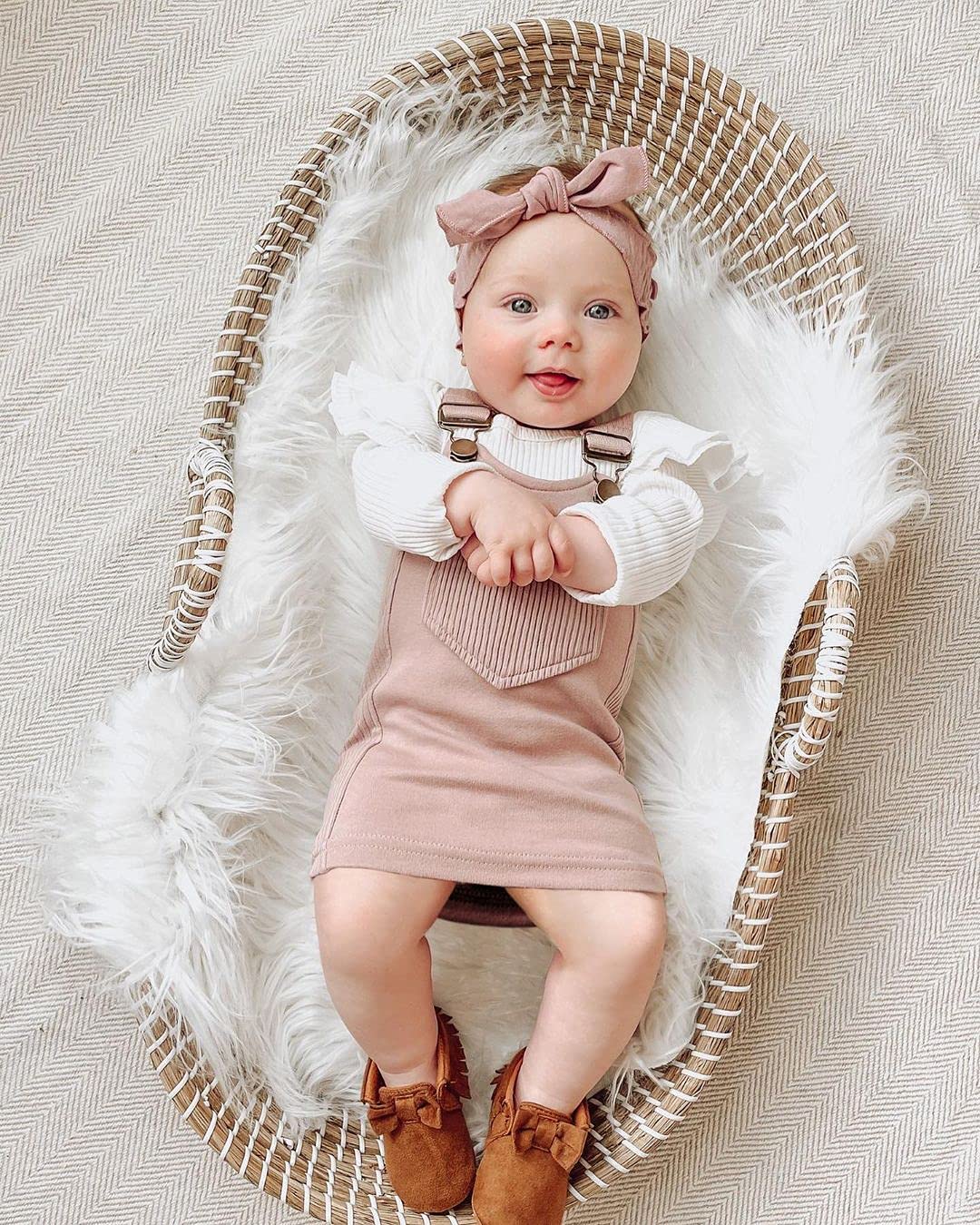 Mubineo 3Pcs Newborn Baby Girl Outfits - Bodysuit, Romper, Dress & Headband Set | Soft Cotton Baby Clothes for Photos, Parties & Everyday Wear