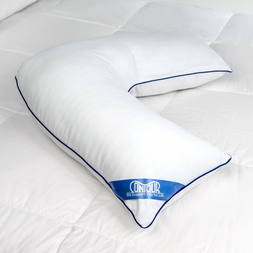 Contour L-Shaped Body Pillow for Side Sleepers - Orthopedic Support for Back, Neck & Leg Pain Relief - Perfect for Pregnancy, Reading & Relaxation in Bed