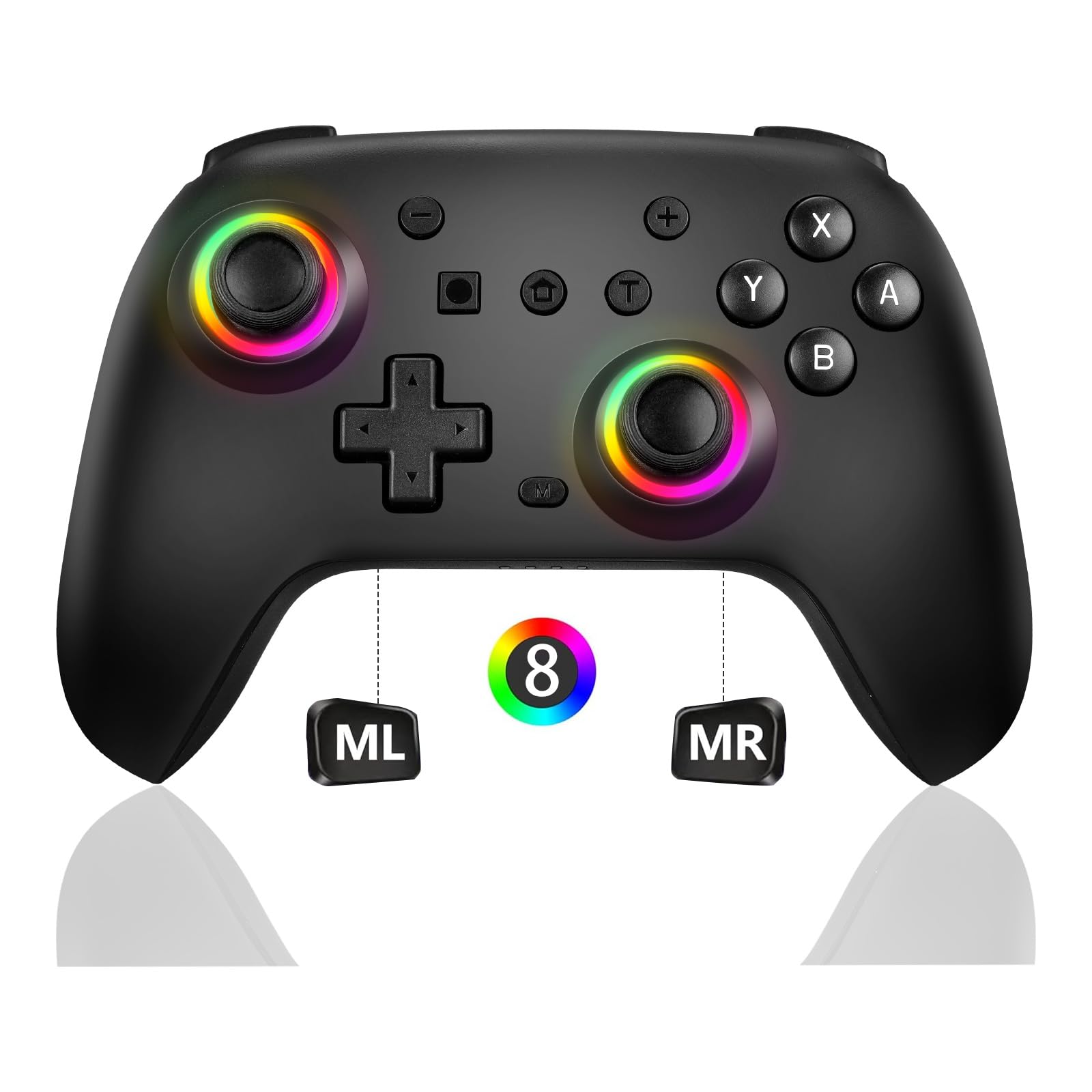 TECTINTER Wireless Gaming Controller for PC, Nintendo Switch, iOS & Android - Bluetooth Gamepad with Hall Effect Joystick, RGB Lighting, Programmable Buttons | Perfect for Switch Pro & Black Myth: Wukong | Ideal for Competitive Gaming & Home Entertainment