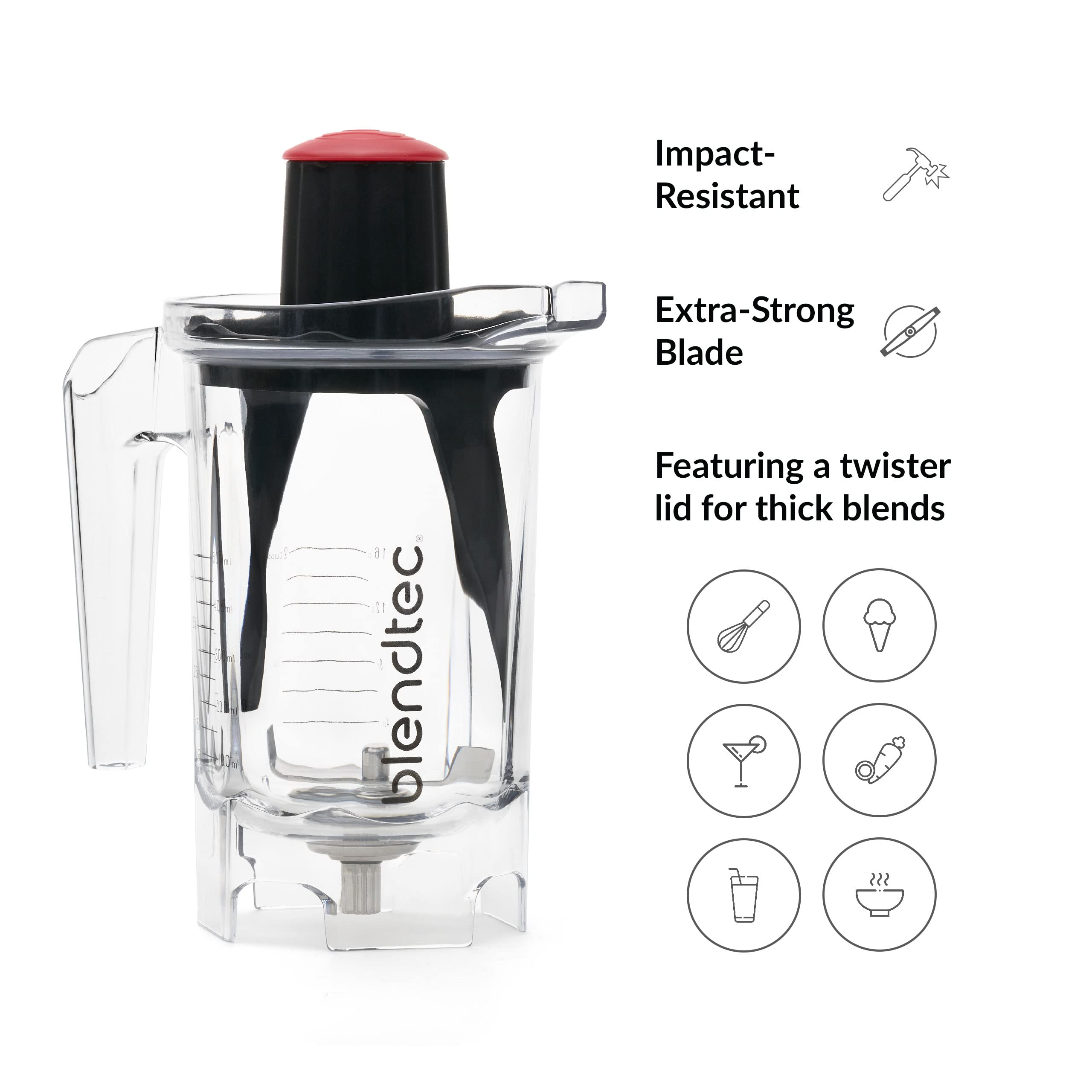 Blendtec 37 oz Twister Jar - High-Performance Blender Jar Set for Smoothies, Protein Shakes & Thick Blends - Compatible with Blendtec Blenders - 16 oz Capacity - Perfect for Home Kitchens, Juice Bars & Healthy Lifestyle