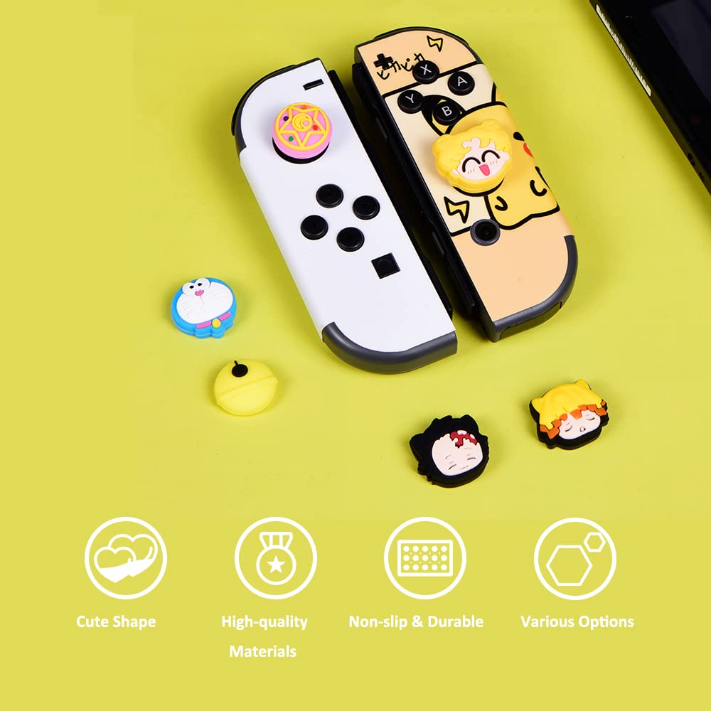 Viwind Soft Silicone Thumb Grip Caps for Nintendo Switch/OLED/Switch Lite - 3D Cute Mario Joy-Con Joystick Cover - Enhance Gaming Comfort for Long Play Sessions