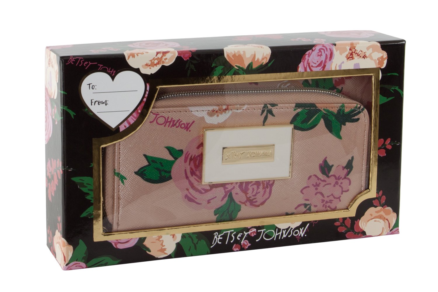 Betsey Johnson Rose Front Pocket Zip Wristlet Wallet - Metallic Clutch for Women | Perfect for Evening Parties, Date Nights & Special Occasions