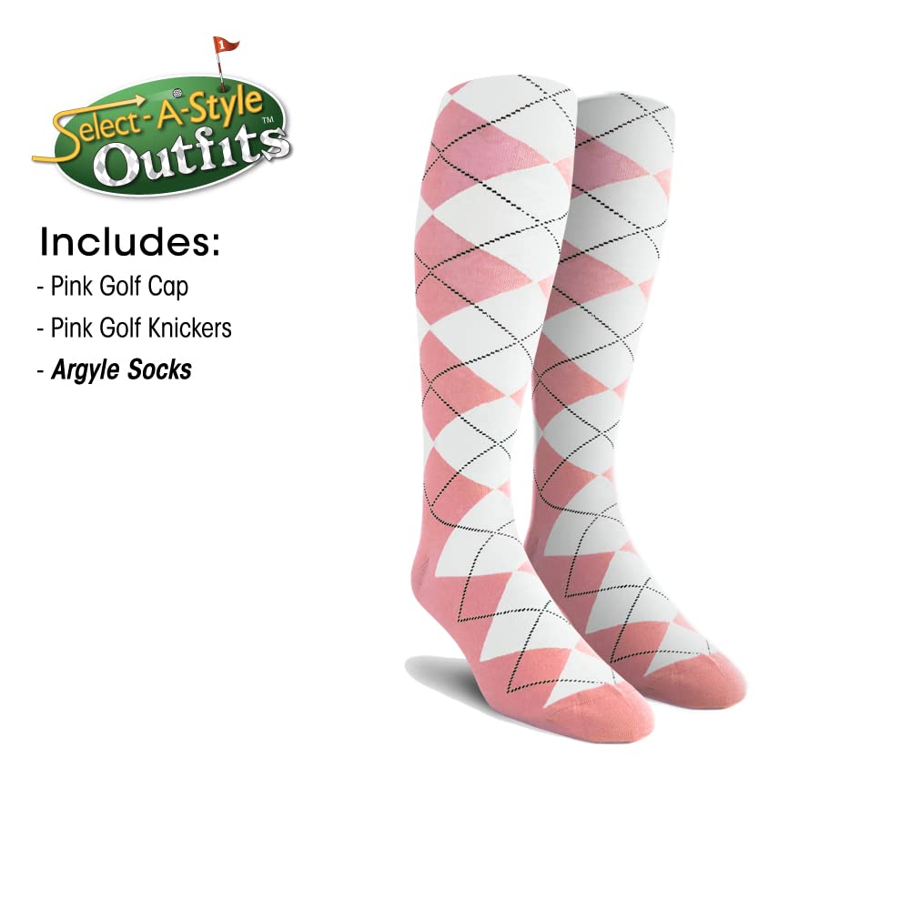 Men's Stylish Pink Golf Outfit Set with Matching Cap & Argyle Socks - Perfect for Golf Tournaments, Casual Wear & Fashionable Sporty Looks