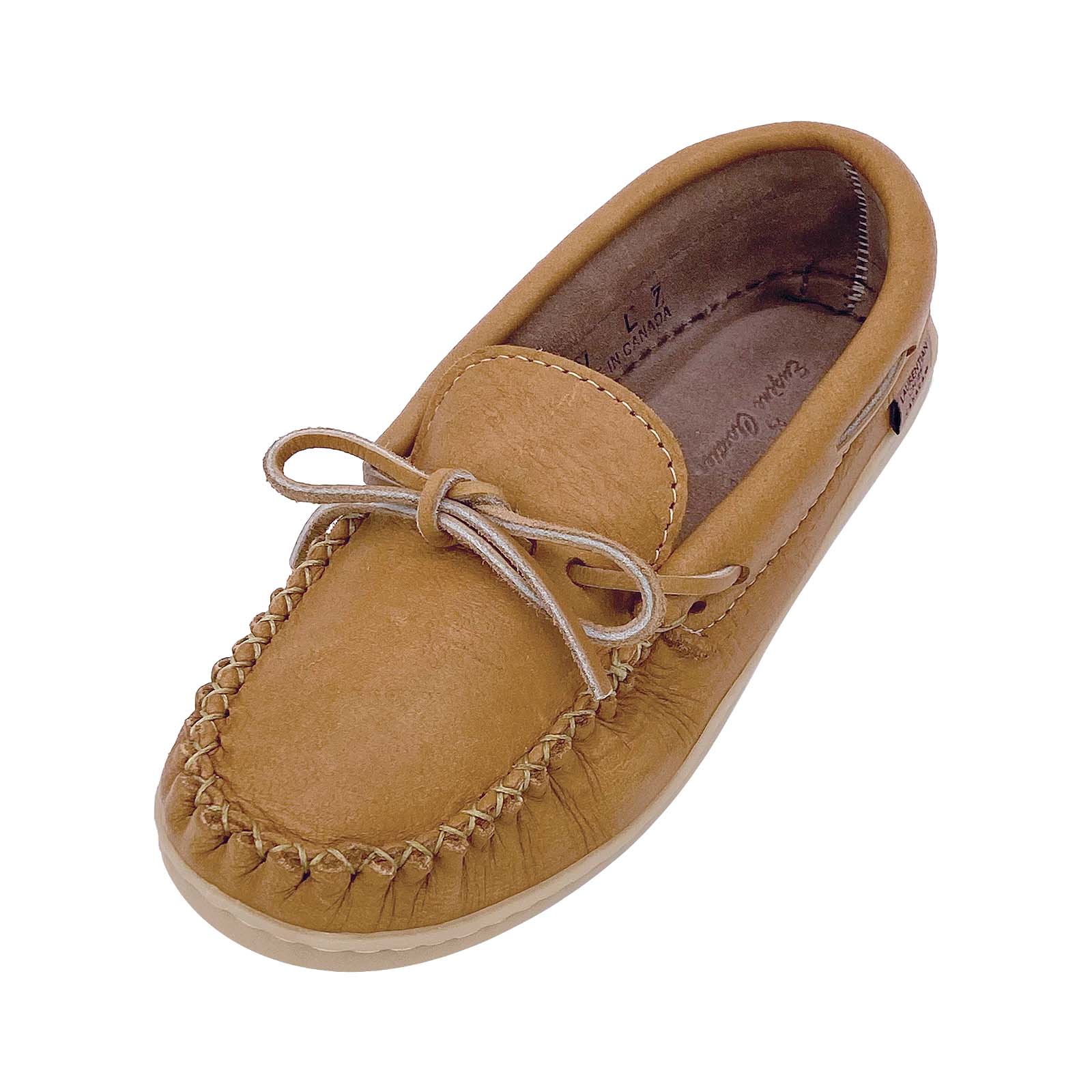 Women's Comfortable Rubber Sole Moose Hide Leather Moccasins - Soft Indoor/Outdoor Slippers for Home, Travel & Casual Wear