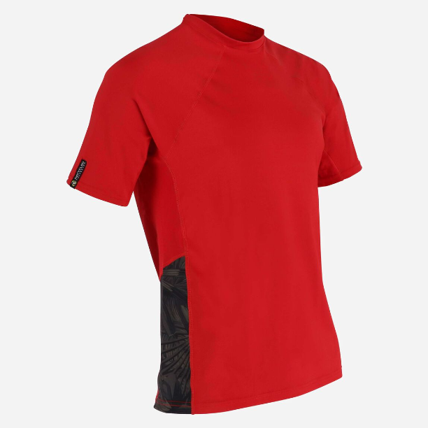 Aqua Lung XSCAPE Men's Short Sleeve Rash Guard Shirt - Red/Black Quick-Dry UV Protection Swim Shirt for Surfing, Swimming & Water Sports