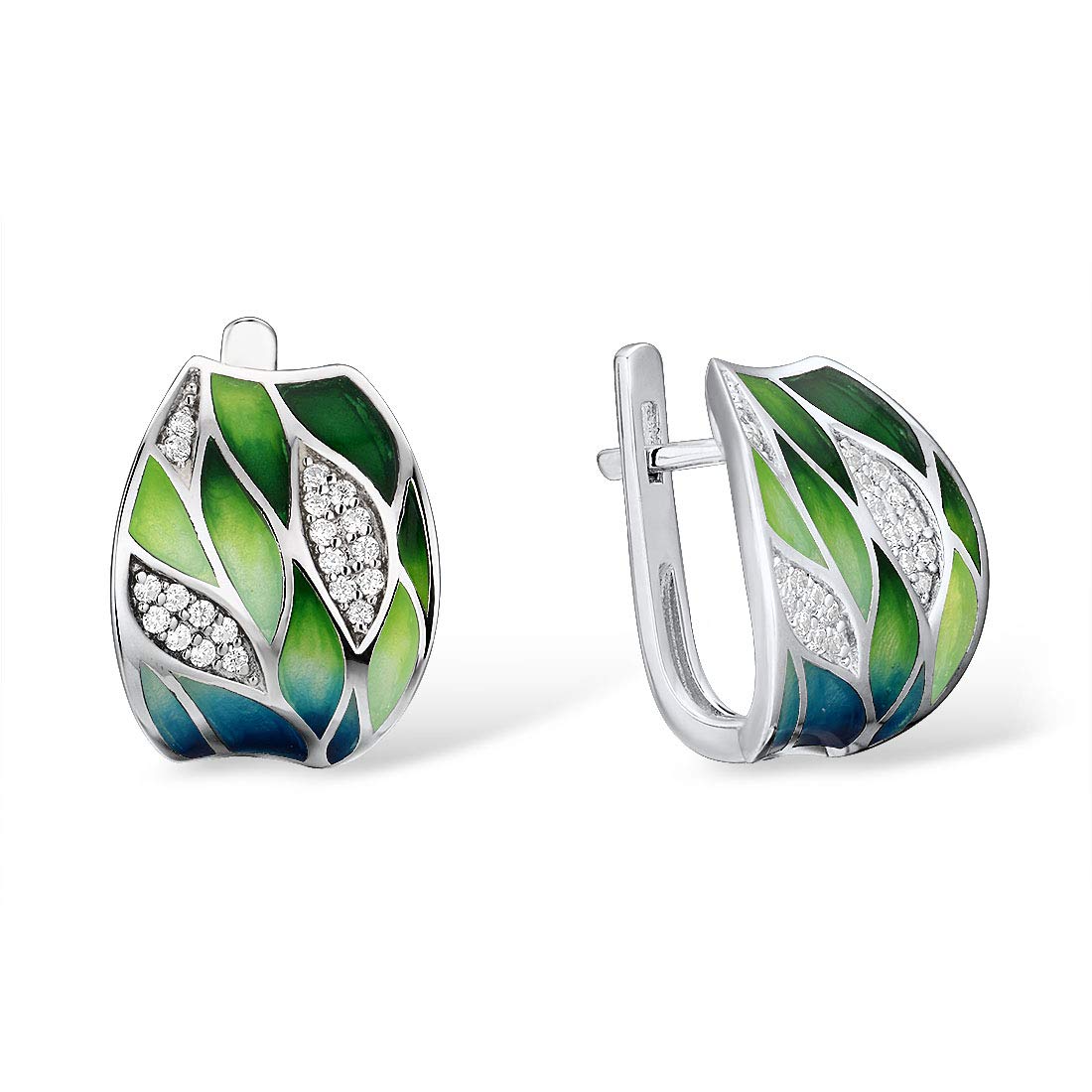 Santuzza 925 Sterling Silver Enamel Dangle Earrings for Women - Elegant Handmade Jewelry Gift for Birthday, Anniversary & Special Occasions