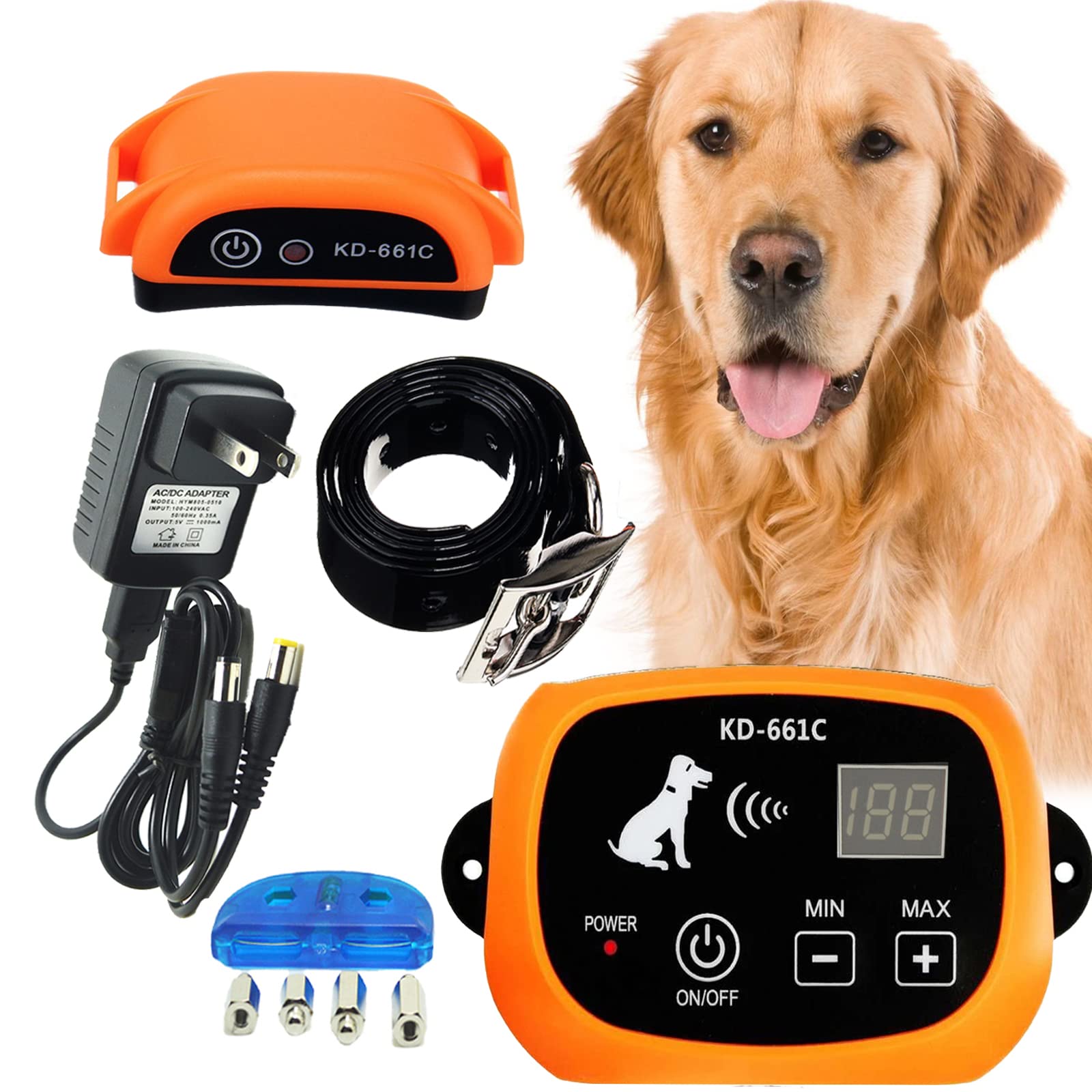 Wireless Dog Fence System - Rechargeable Electric Pet Containment with Training Collar, Adjustable Range & Waterproof Design | Safe & Effective Boundary Solution for Small/Medium/Large Dogs | Perfect for Backyard, Garden & Outdoor Pet Safety