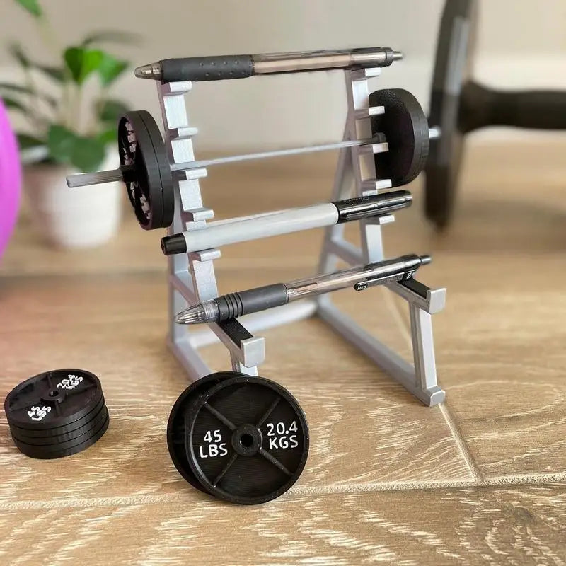 Mini Squat Rack Pencil Holder - Creative Barbell Design Pen Display Stand for Office Desk, Gym Themed Stationery Organizer | Perfect for Workout Enthusiasts & Fitness Themed Workspaces