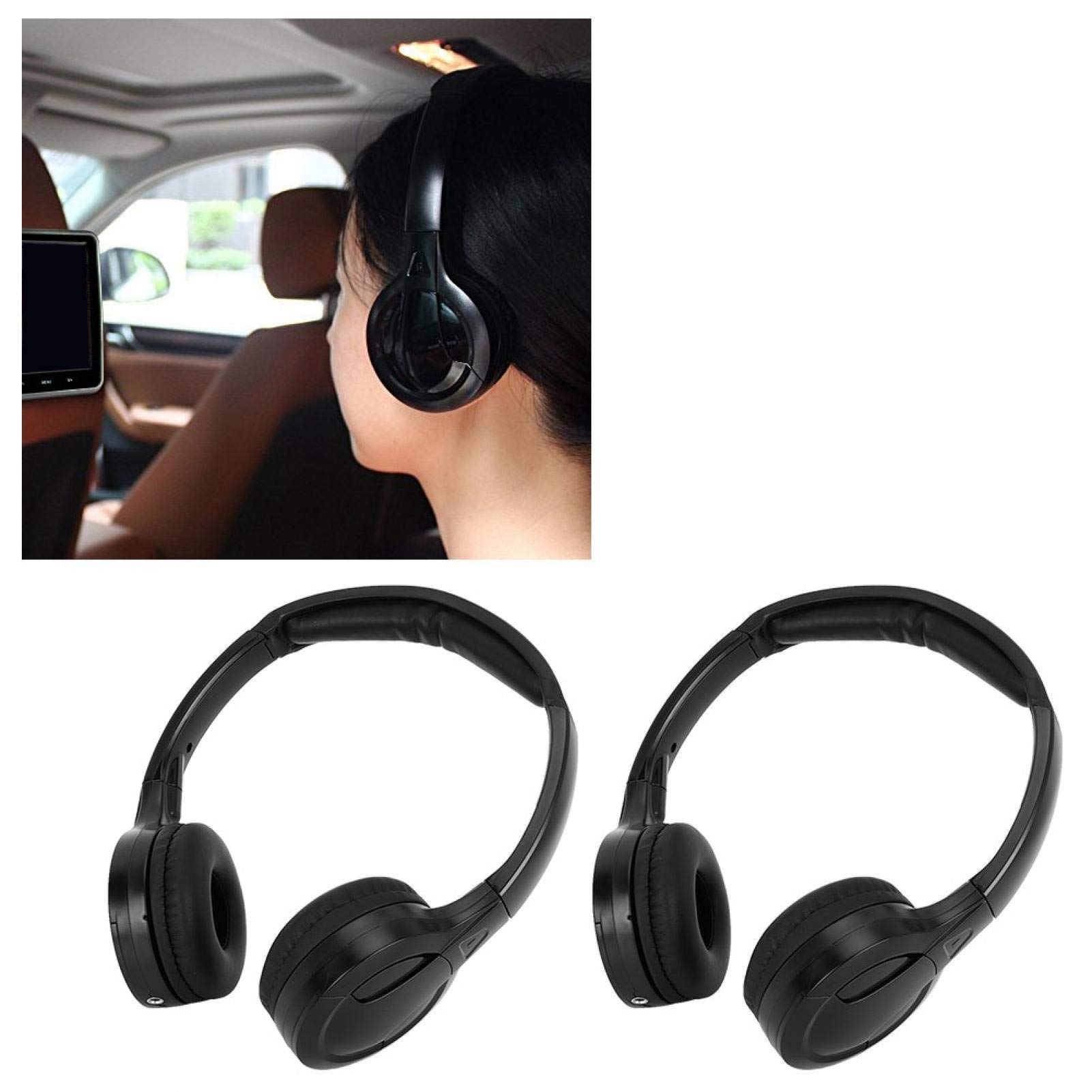 Yctze Espace 4 Wireless IR Infrared Stereo Headphones - 2 Channel Car DVD Headrest Headset for Road Trips & Family Travel - Perfect for Long Drives and In-Car Entertainment