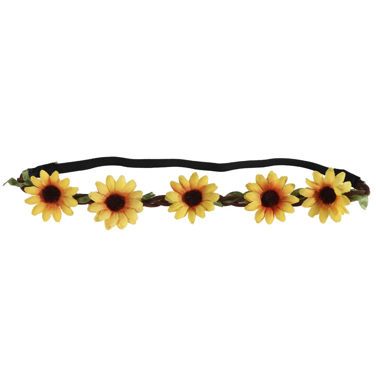 Amosfun Hawaiian Sunflower Crown Headband - Tropical Luau Party Leis Garland Wreath for Beach Theme, Summer Festivals & Hawaiian Themed Events (Yellow)