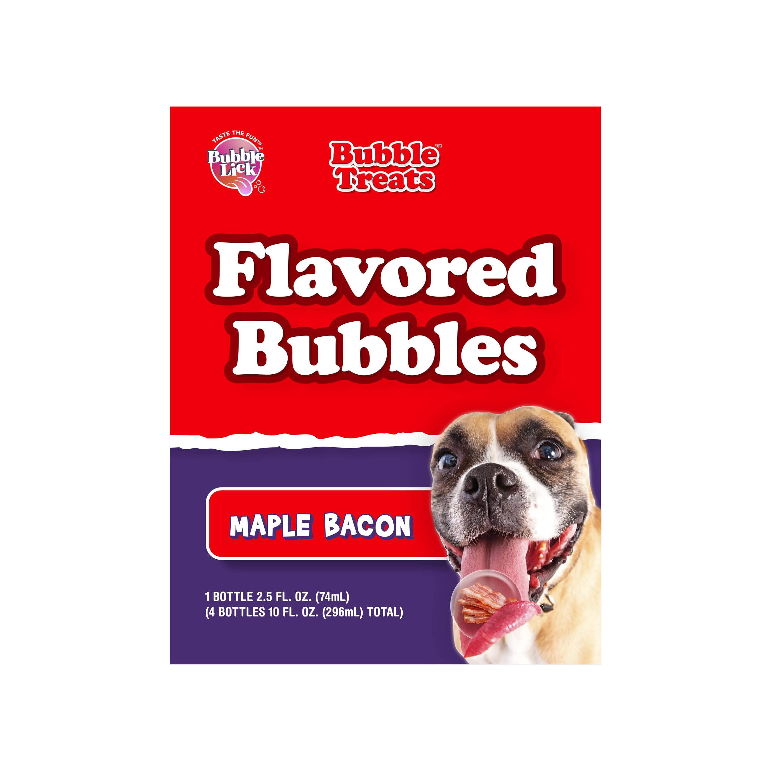 Maple Bacon & Peanut Butter Flavored Edible Bubbles (2.5 Fl Oz, 4-Pack) - Natural Bubble Solution for Kids & Pets - Refillable & Non-Toxic - Perfect for Birthday Parties & Outdoor Play