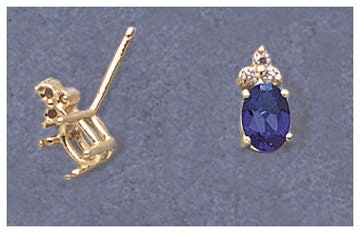 Solid Sterling Silver or 14kt Gold Oval Earrings Set (2 Pieces) - 6x4mm & 7x5mm Triple Accented Setting - Elegant Jewelry for Women, Gift for Her - Perfect for Weddings, Parties & Special Occasions