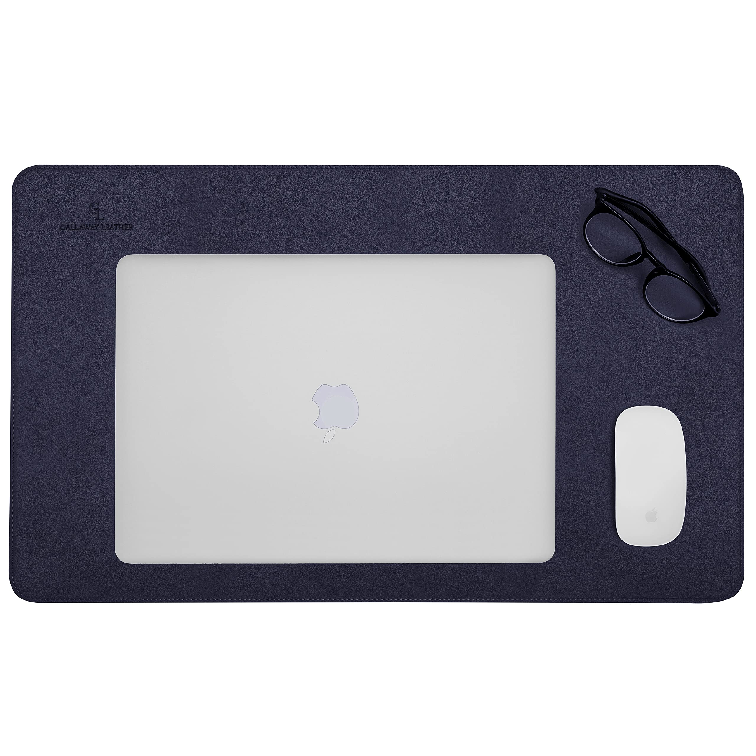 Gallaway Leather Desk Pad – 25 x 17 inch Large Office Desk Mat - Premium PU Leather Desktop Protector & XXL Mouse Pad for Writing, Typing & Work - Navy Blue - Perfect for Home Office, Study & Workspace