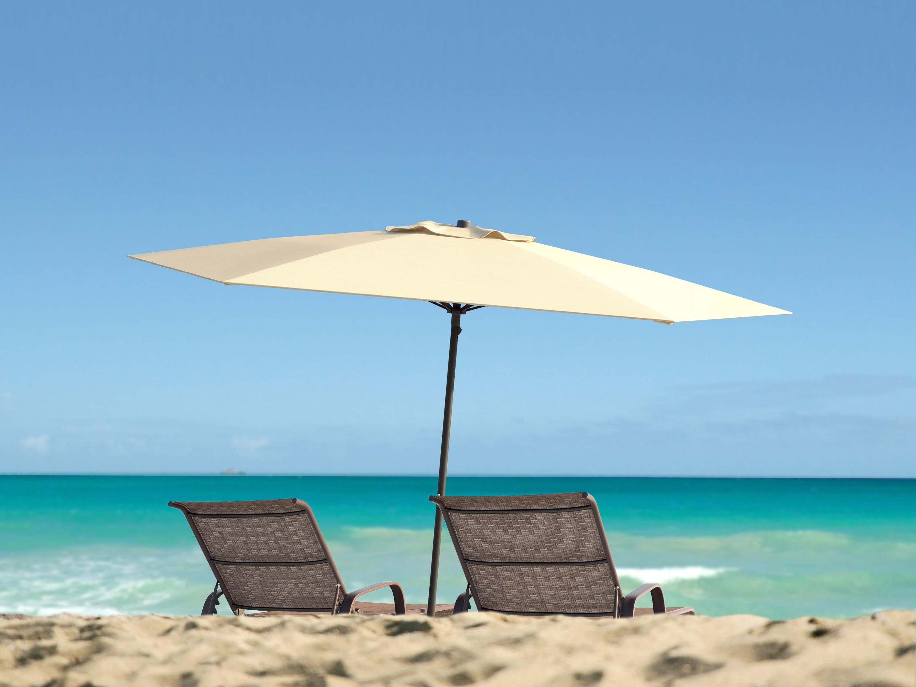7.5ft White Beach Umbrella - UV Protection Sand Anchor - Perfect for Poolside, Backyard, and Oceanfront Relaxation