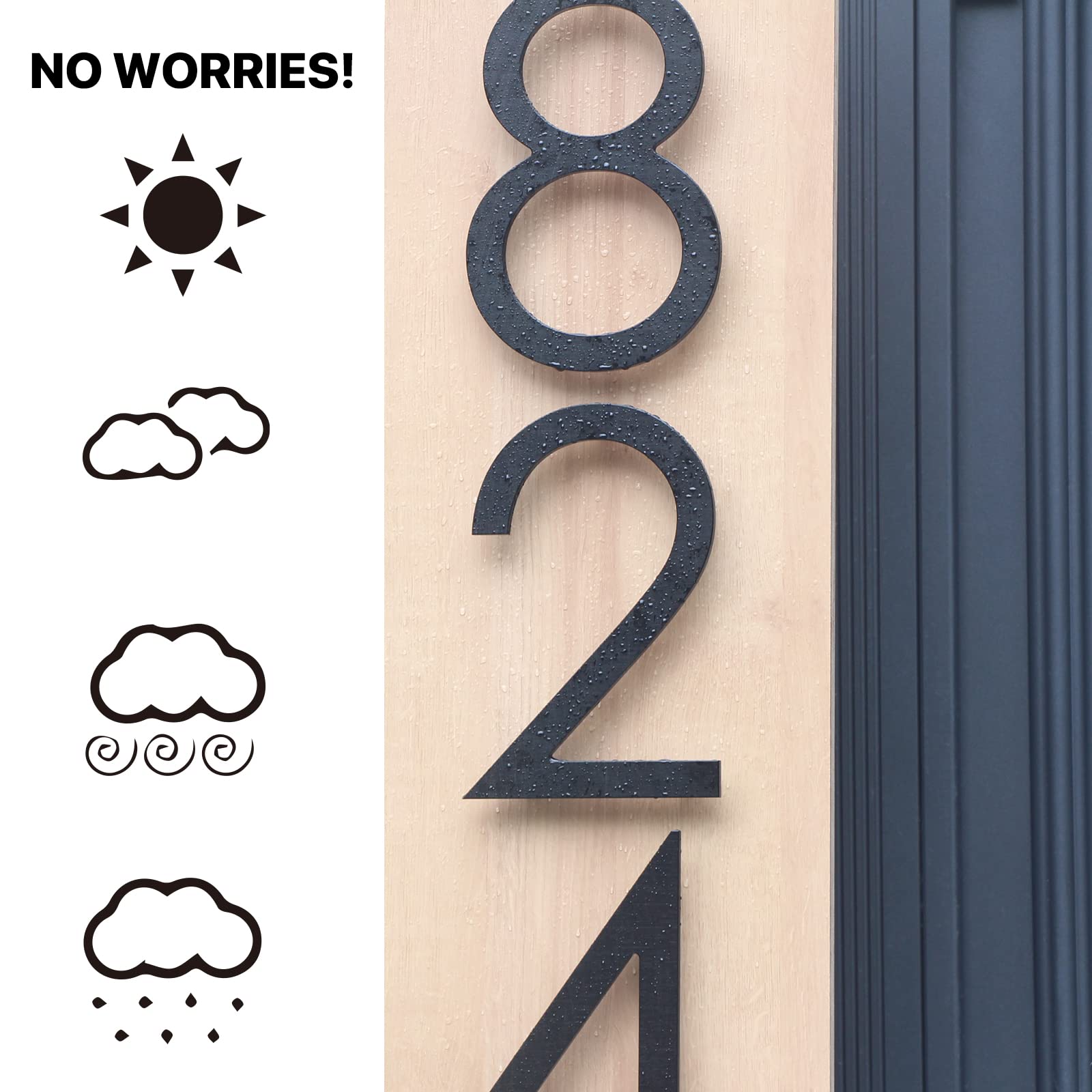 10 Inch Modern Floating House Numbers - Matte Black Aluminum Address Plaques for Outdoor Use - Vertical & Horizontal Mounting - Perfect for Front Door, Mailbox, and Fence Visibility