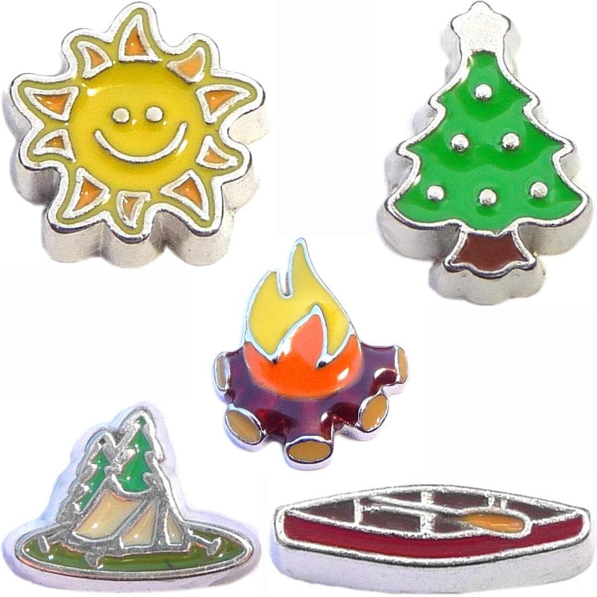 Enchanting Campfire Stories Charm Set for Floating Lockets - Perfect for DIY Jewelry Making, Necklace Pendants & Keepsake Gifts (Camping Theme, Storytelling Accessories)