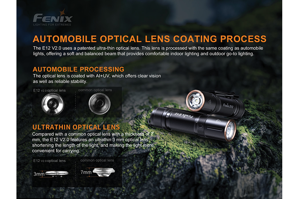 Fenix E12 V2.0 AA LED Flashlight - Compact, Bright, Waterproof EDC Flashlight for Camping, Hiking & Emergency Use