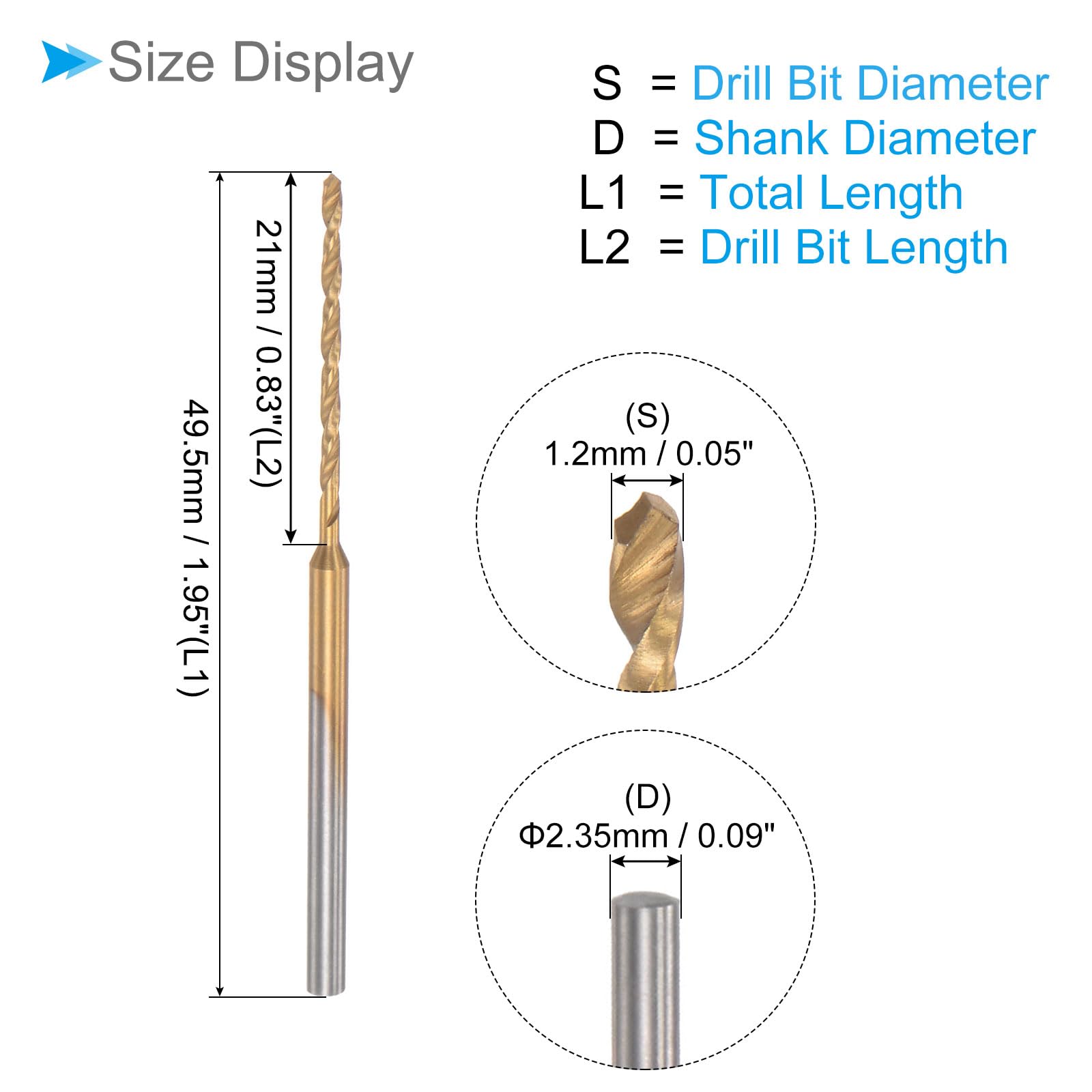 Titanium Coated Mini Drill Bit Set - 1.2mm Drill Diameter & 2.35mm Shank for Precision Engraving | Ideal for Plastic, Woodworking, Jewelry Making & DIY Crafts (4-Piece Kit)