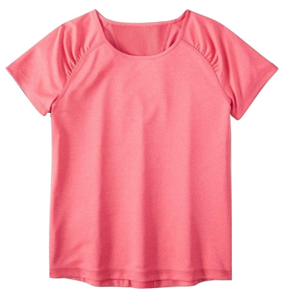 Athletic Works Girls' Mesh Back Active T-Shirts - Breathable & Comfortable for Sports, Running, and Outdoor Activities