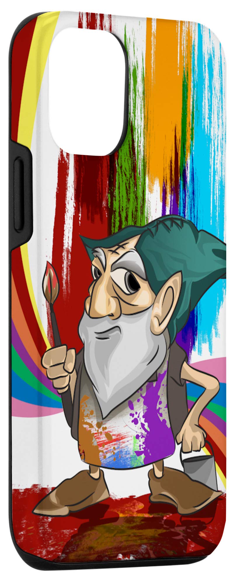 iPhone 12/12 Pro Kawaii Artist Gnome Case - Cute Rainbow Painter Design for Garden & Art Lovers | Perfect Gift for Artists, iPhone Protection with Unique Style