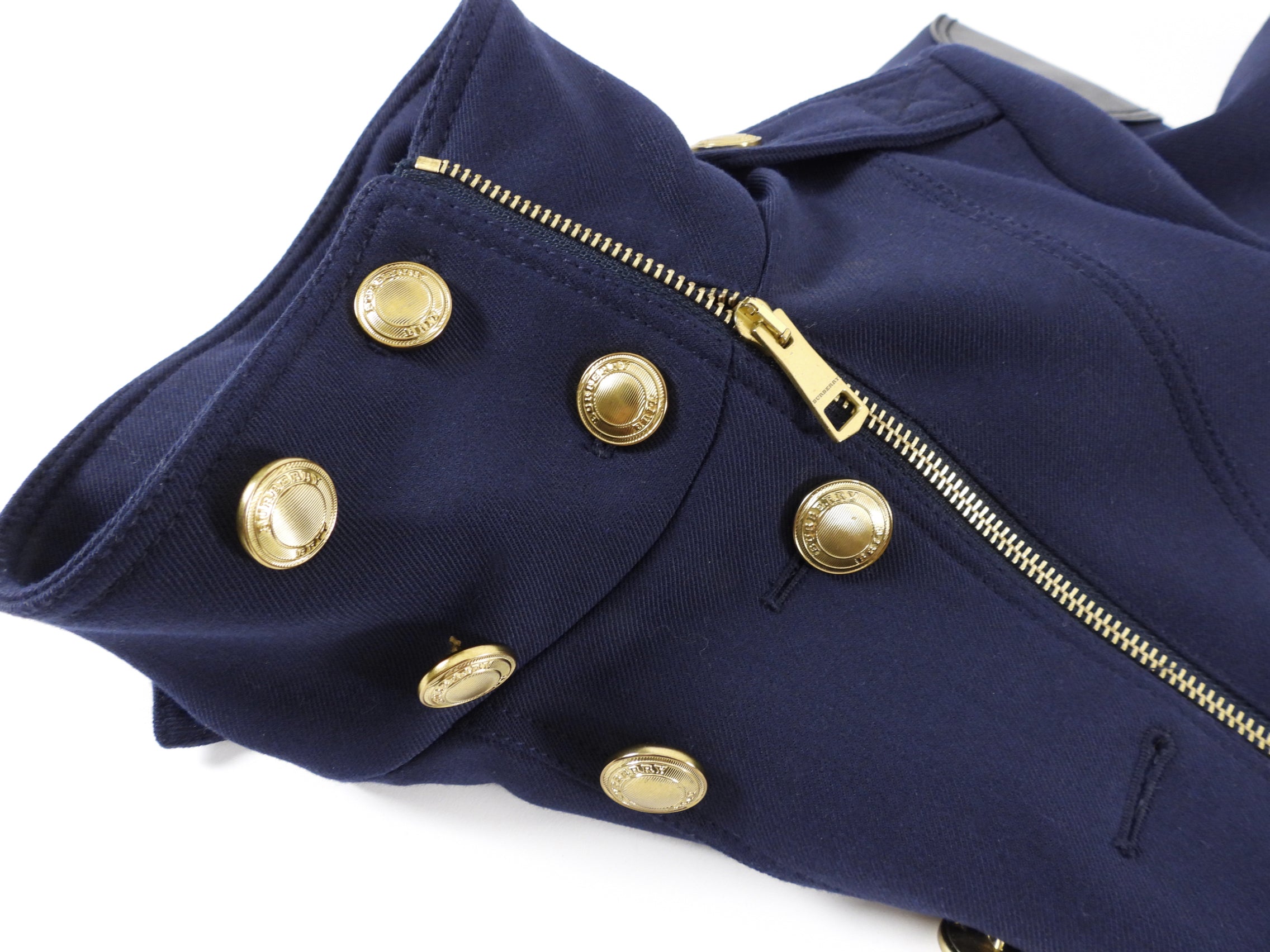 Burberry Brit Navy & Gold Button Military Jacket - Classic Trench Coat for Men | Perfect for Formal Events, Office Wear & Fall Fashion