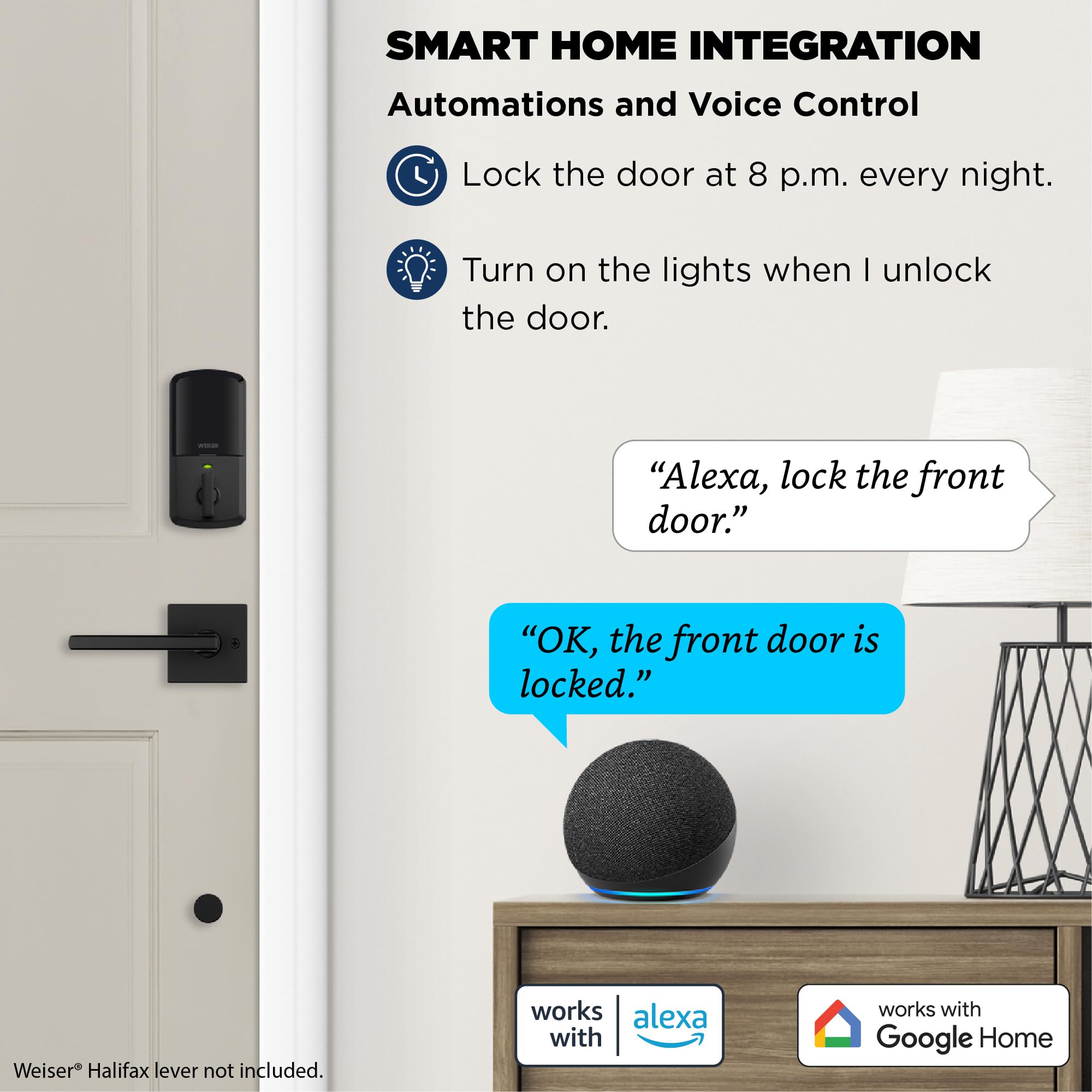 Weiser Halo Matte Black WiFi Smart Lock - Keyless Entry Deadbolt with Touchscreen Keypad | Works with Alexa & Google Assistant | Secure Smart Lock for Front Door, Apartment & Vacation Homes