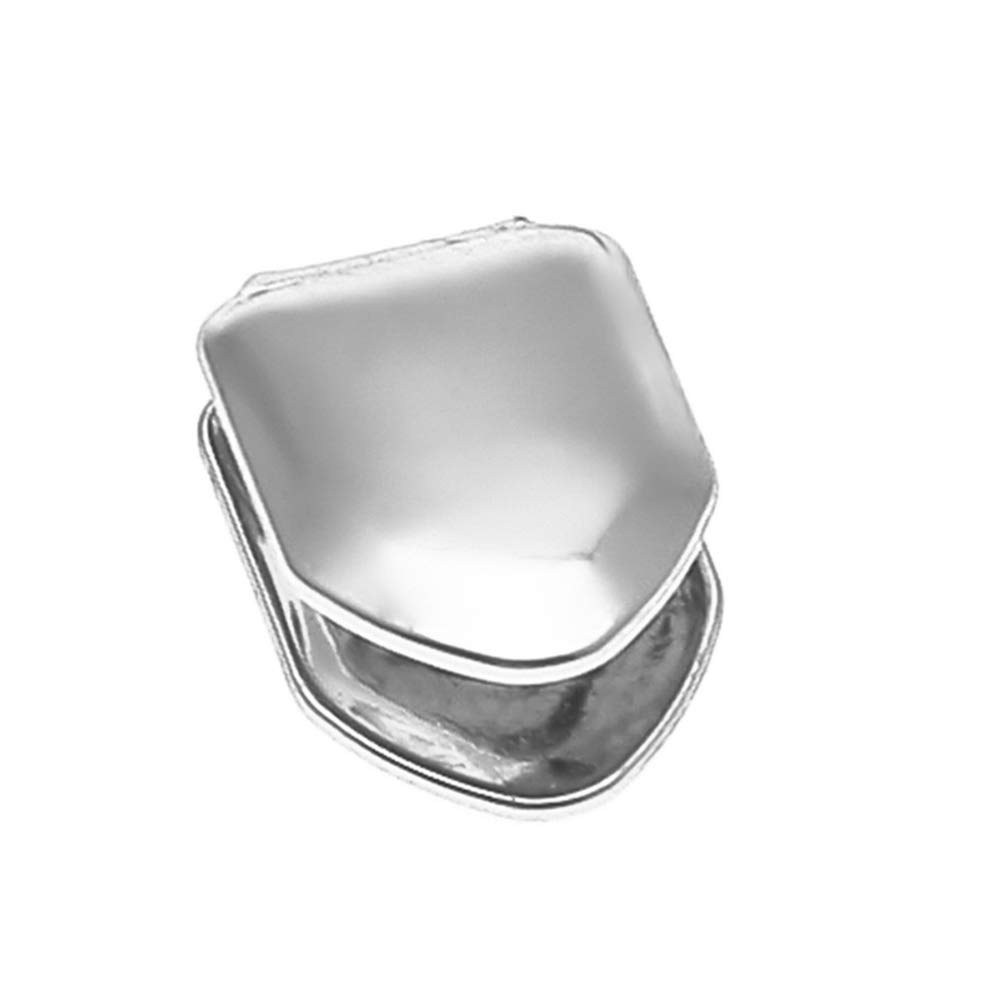 EXCEART 2-Piece Silver Plated Single Tooth Grill Cap - Hip Hop Jewelry for Men & Women - Perfect for Parties, Concerts, and Rap Performances