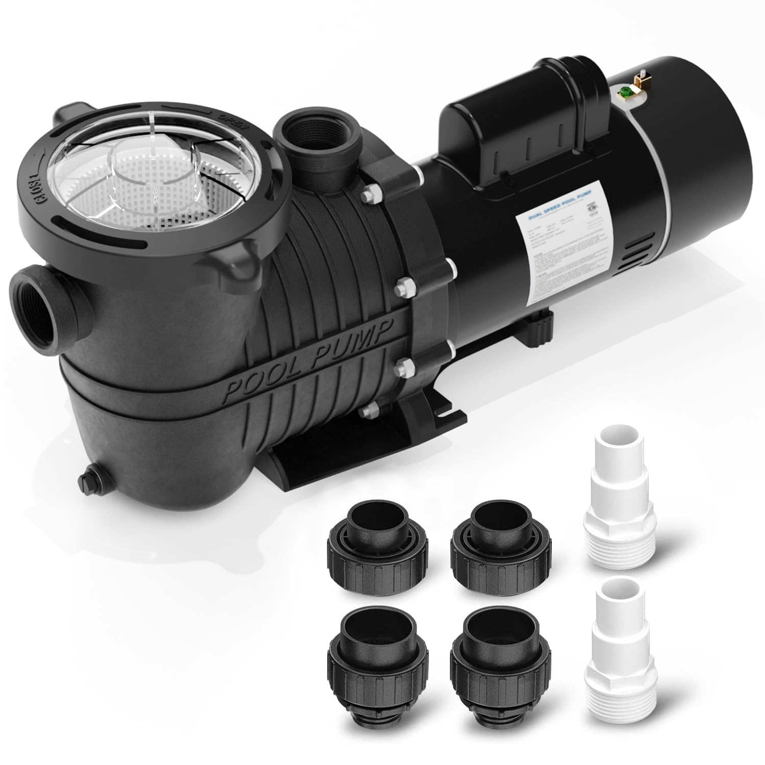 1.5HP Dual Voltage Inground Pool Pump - 4500GPH Flow, 42FT Head Lift, Self-Priming Water Pump for Inground/Above Ground Pools, Hot Tubs & Seawater Applications (115V/230V 60HZ) - Perfect for Residential & Commercial Swimming Pools, Spas, and Water Features