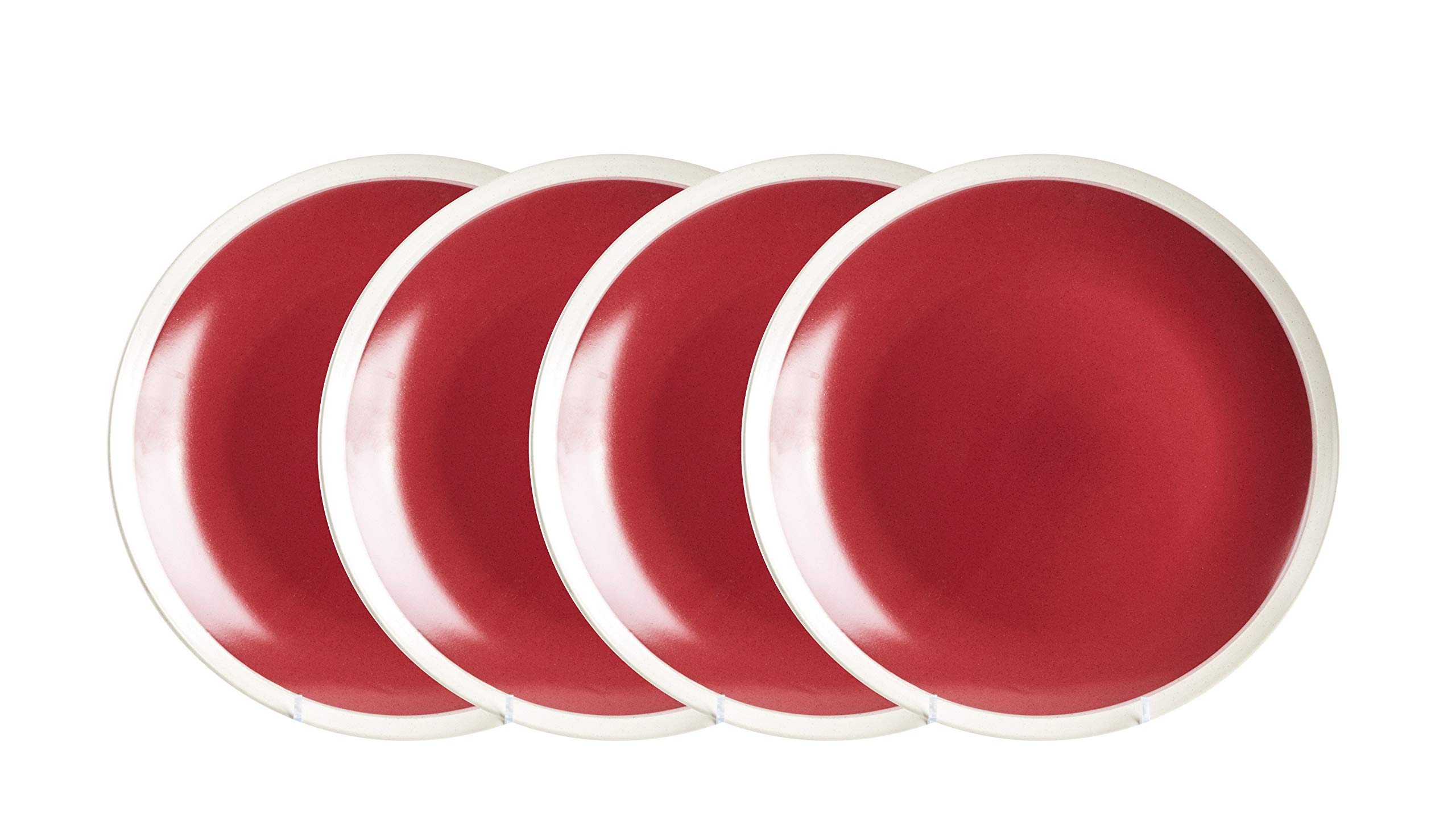 Rock Ridge Speckled Stoneware Dinnerware Set - 16 Piece Dinner Plates, Bowls & Mugs in Garnet & Ivory - Elegant Stoneware for Everyday Dining, Entertaining & Holiday Meals