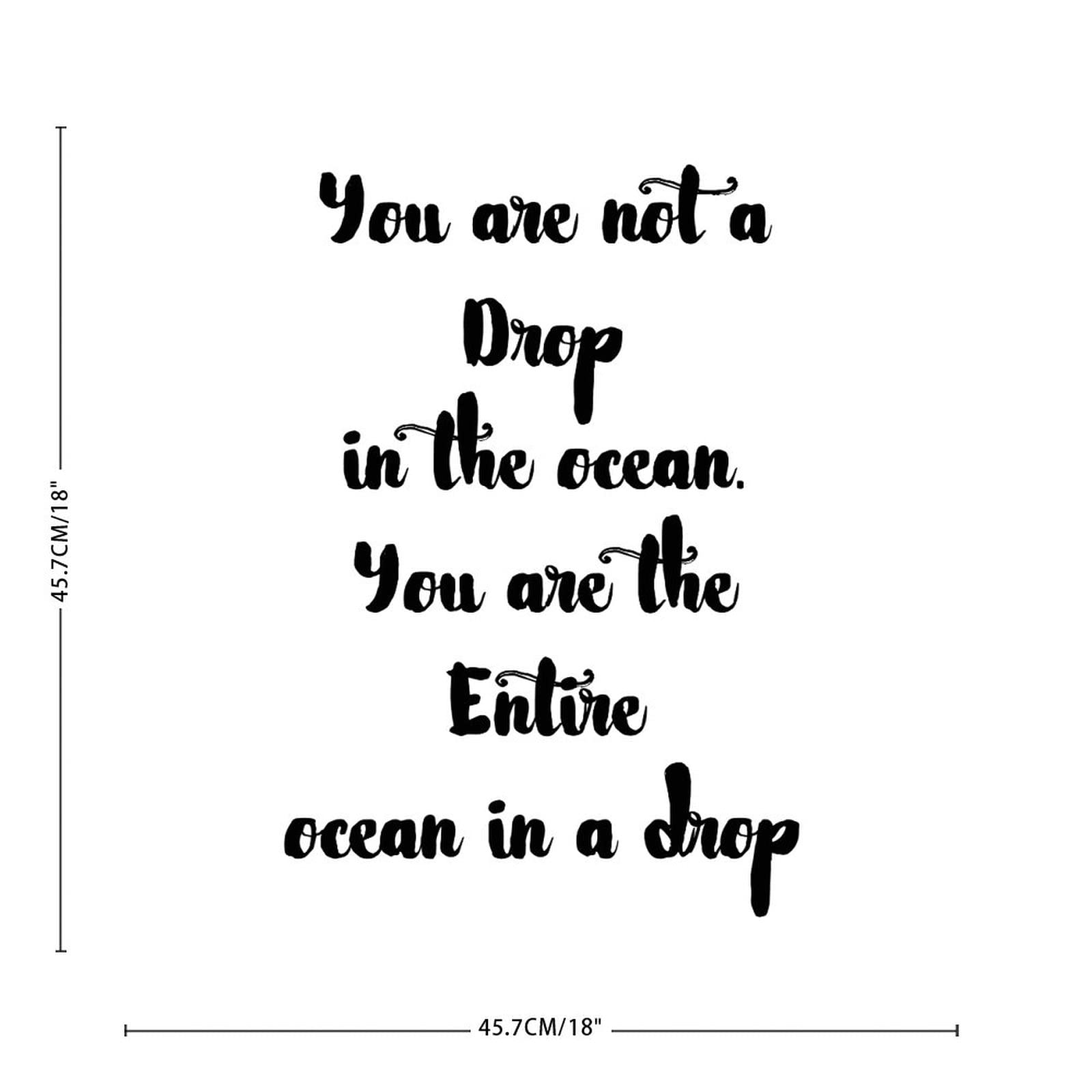 You Are Not a Drop in The Ocean - Inspirational Wall Art Decal, Reusable Vinyl Sticker for Home Decor, Bathroom, Bedroom & Cups | Motivational Quote for Office, Living Room & Party Decorations