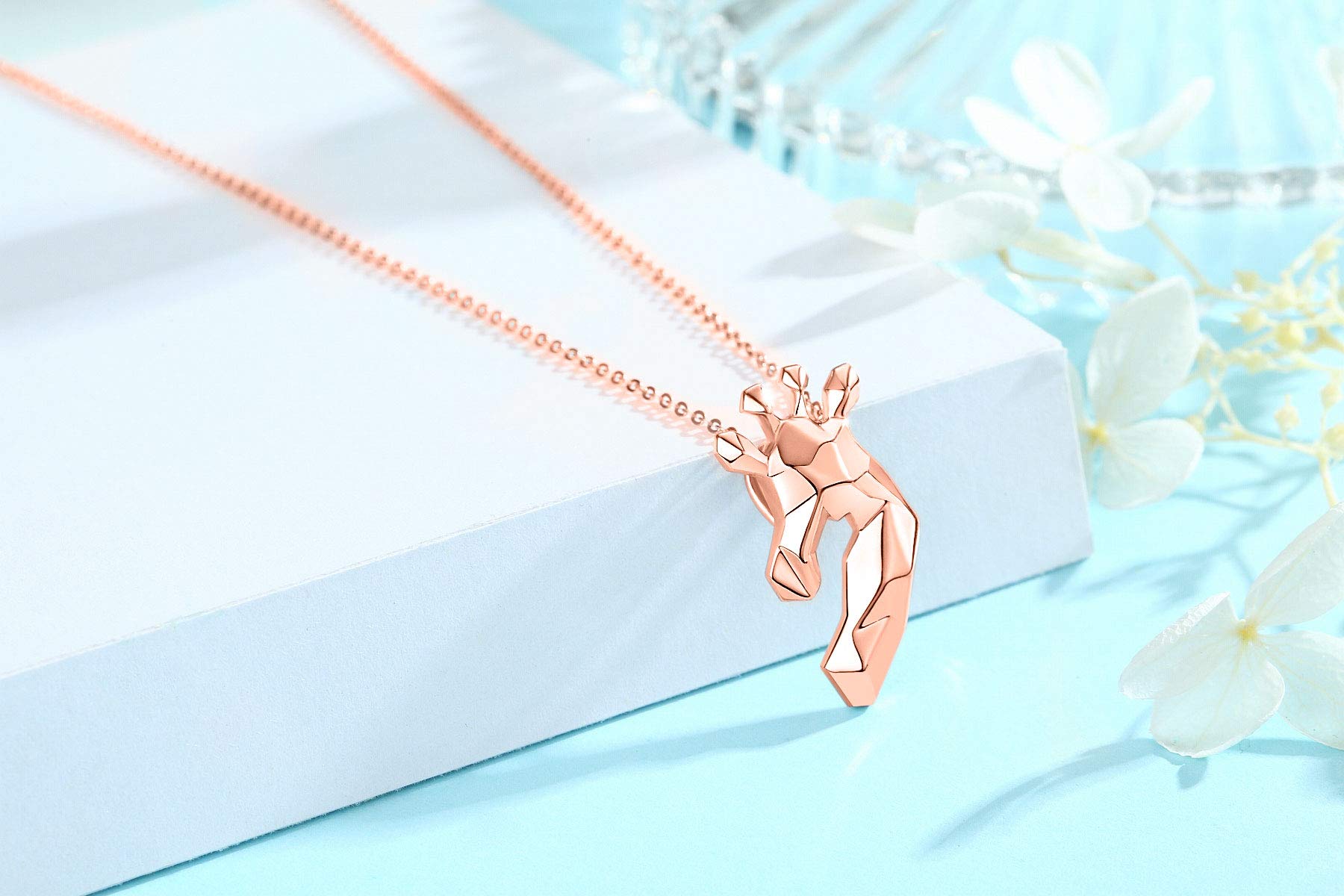 925 Sterling Silver Origami Giraffe Pendant Necklace - Unique Mother's Day Gift for Women, Girlfriend Birthday Present - Perfect for Casual Wear, Date Nights & Special Occasions