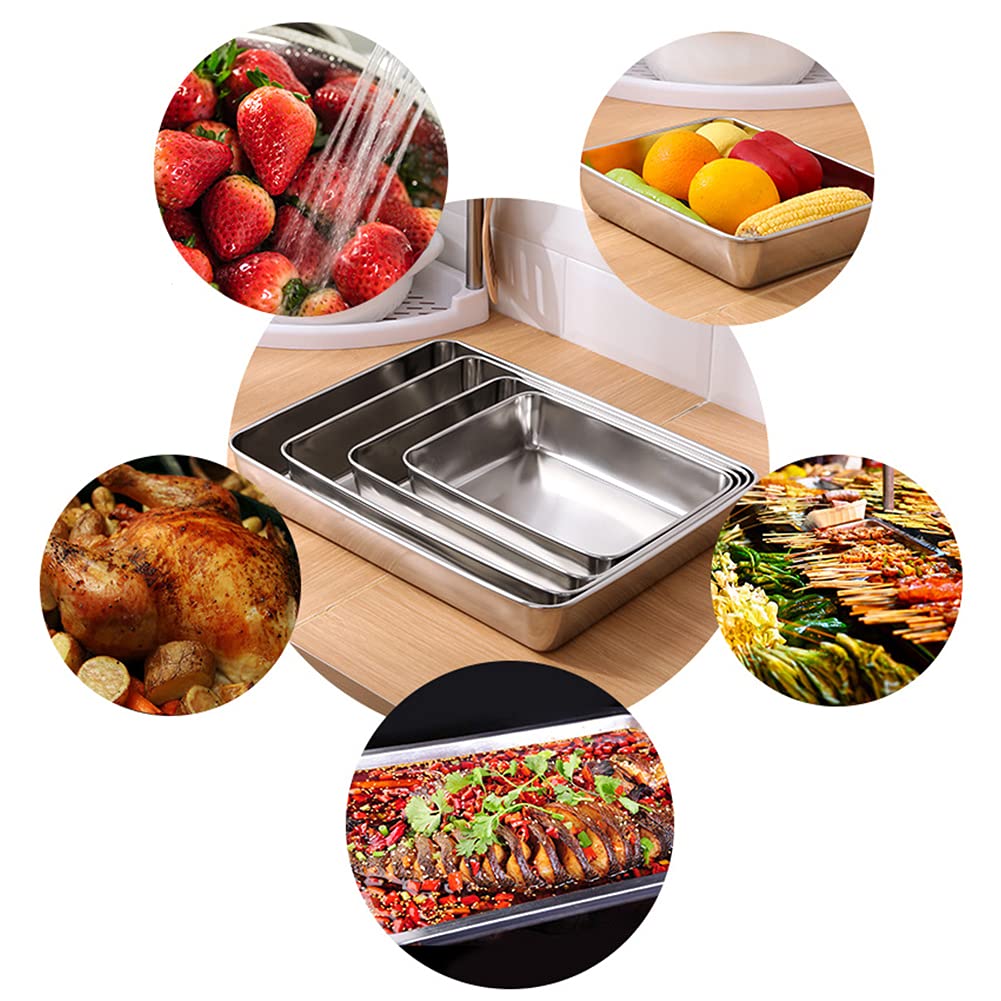 WSHA 4 Pack Stainless Steel Steam Table Pans - Commercial Grade Hotel Pans Set with 4 Sizes for Baking, Catering & Food Service | Perfect for Restaurants, Cafeterias, Bakeries & Buffet Lines