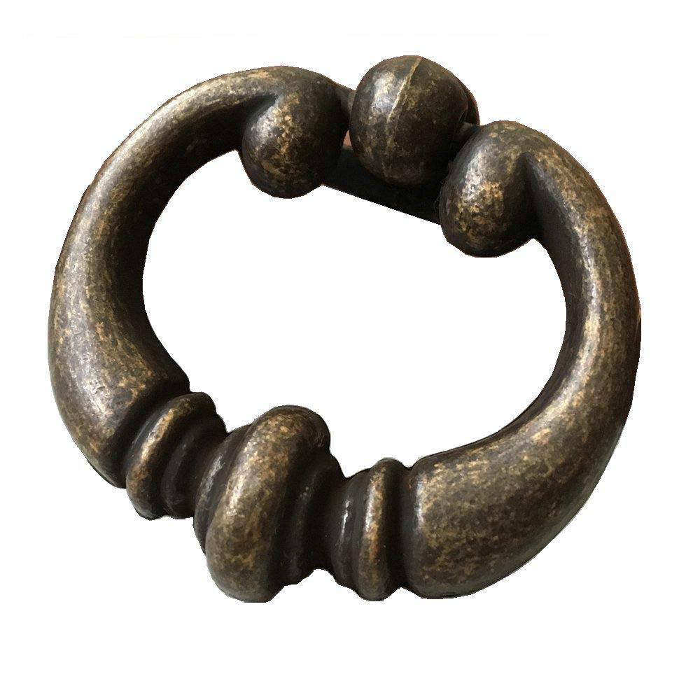 Vintage Single Drop Pull Ring Knob - Antique Bronze Drawer & Dresser Handles for Cabinets, Furniture - Classic Hardware for Home Decor & DIY Projects