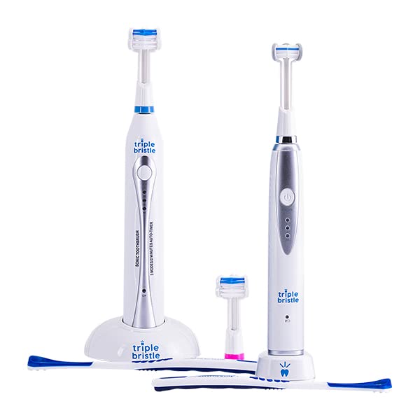 Triple Bristle Original Sonic Toothbrush & Kids Sonic Toothbrush Set - Electric Toothbrush Bundle for Adults and Children - Perfect for Family Oral Care and Travel