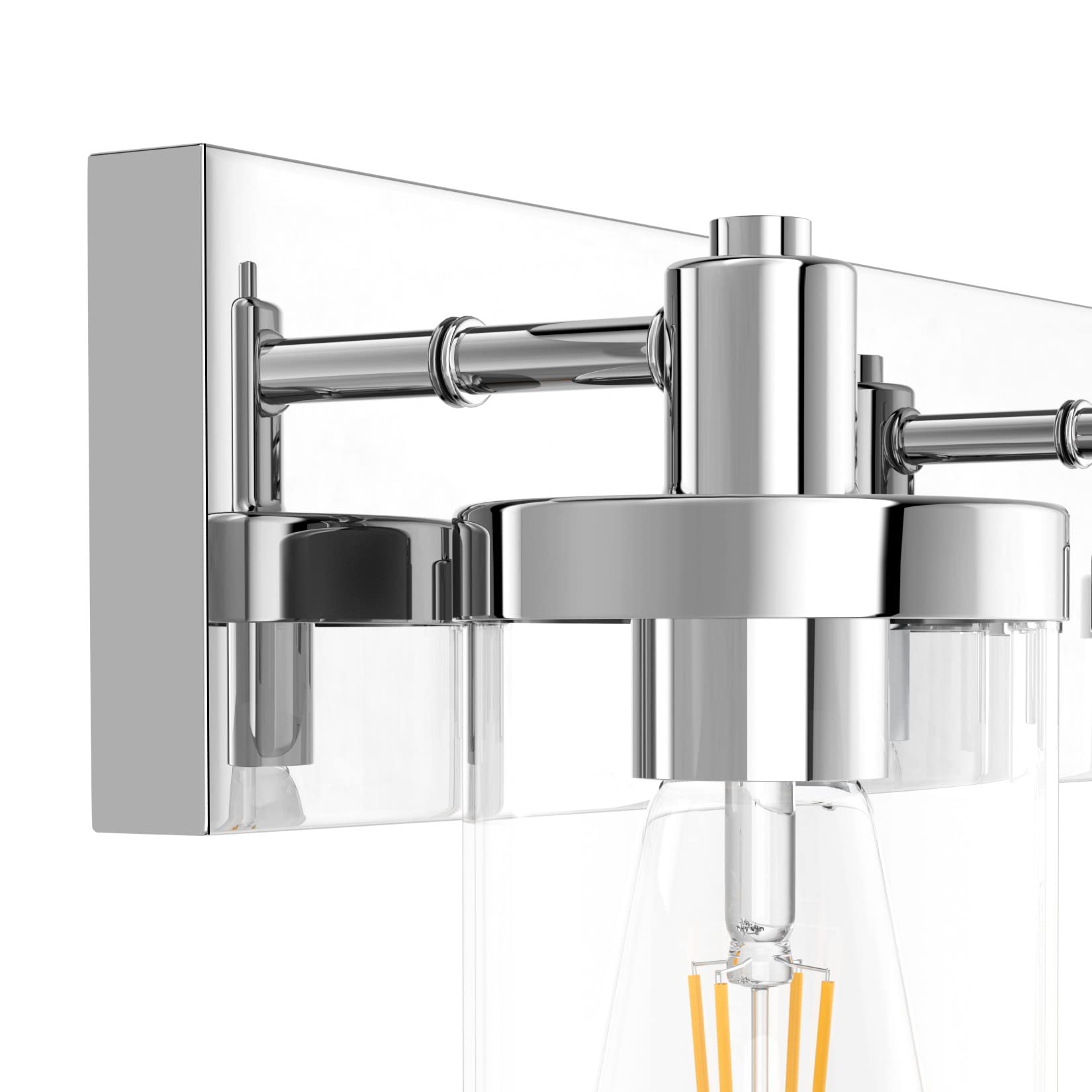 **Aipsun Chrome Vanity Light for Bathroom - 3 Light Farmhouse Style Bathroom Lighting Fixture with Clear Glass Shade (Bulbs Not Included) - Perfect for Over Mirror, Dressing Room, and Modern Home Decor**