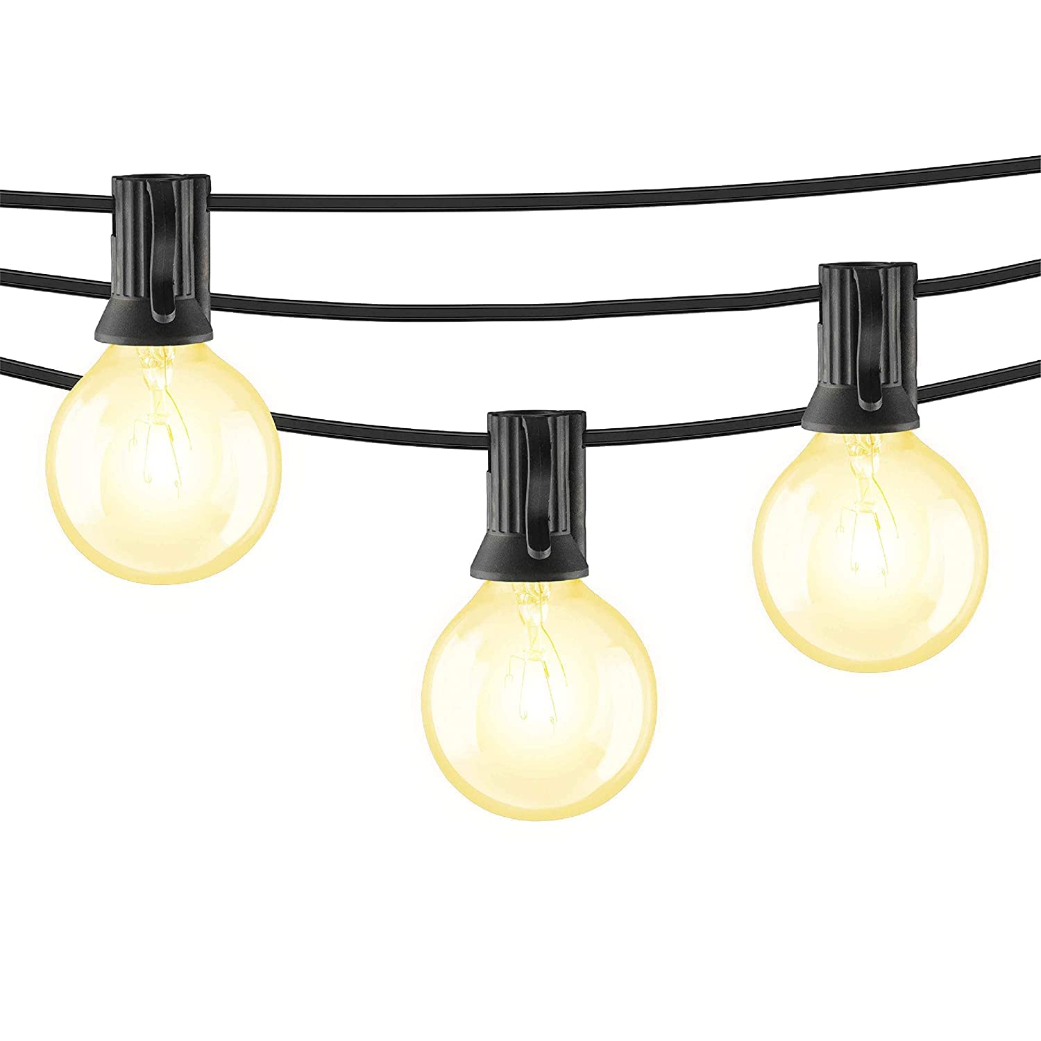 Beams 1W G40 Globe LED Bulbs - 25ft Weatherproof Indoor/Outdoor String Lights in Black | Perfect for Patio, Garden & Holiday Decorations